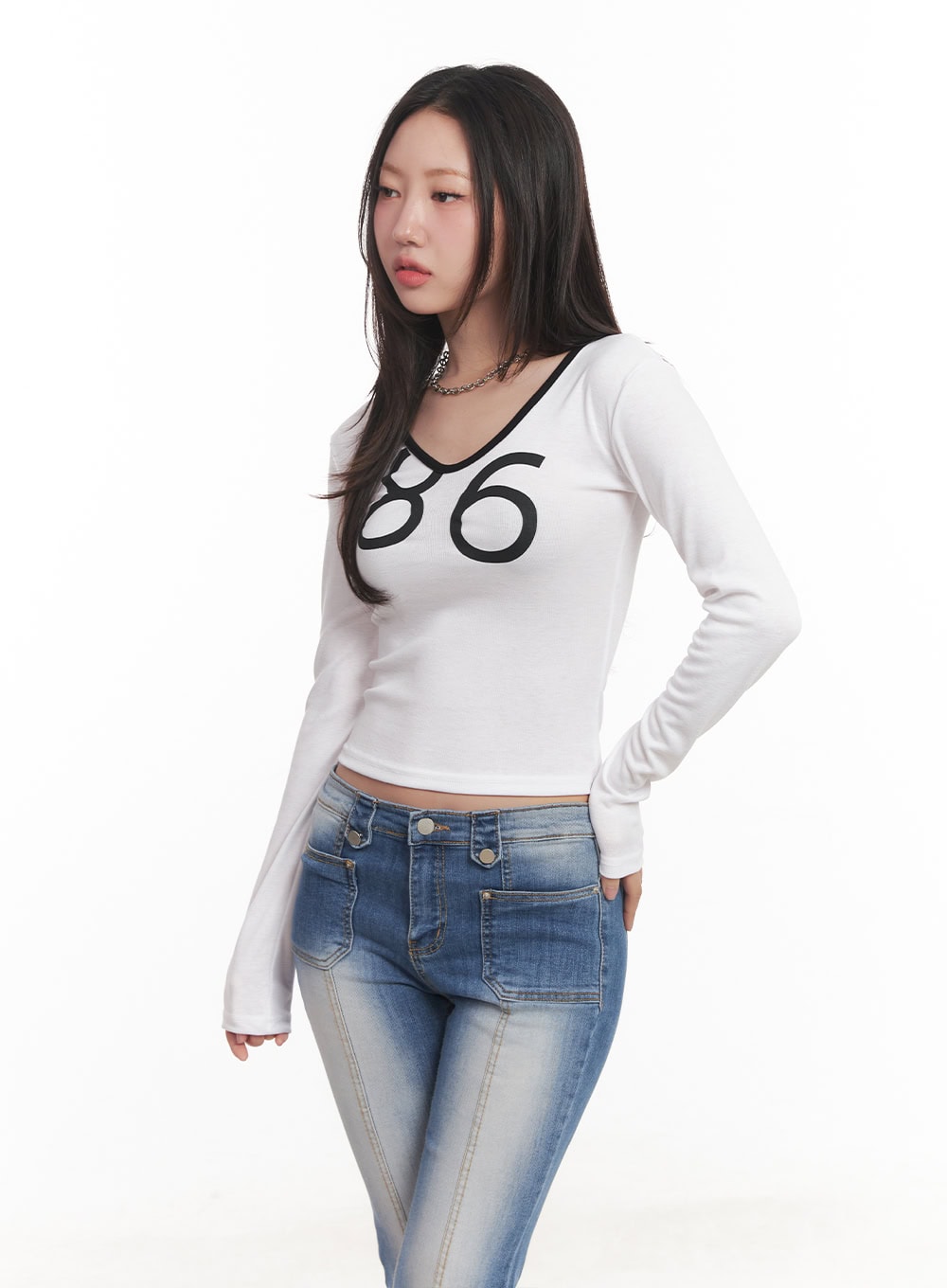 Casual Long-Sleeve Crop Top CA530