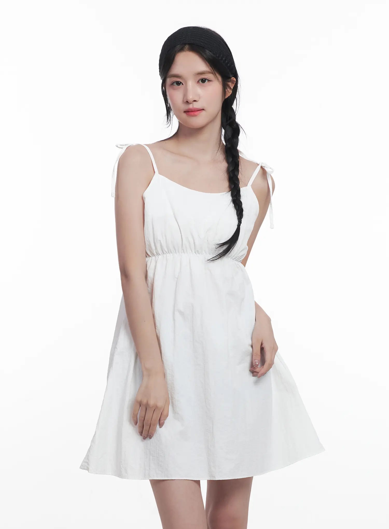 Flared Ribbon-Tie Mini Dress CU525