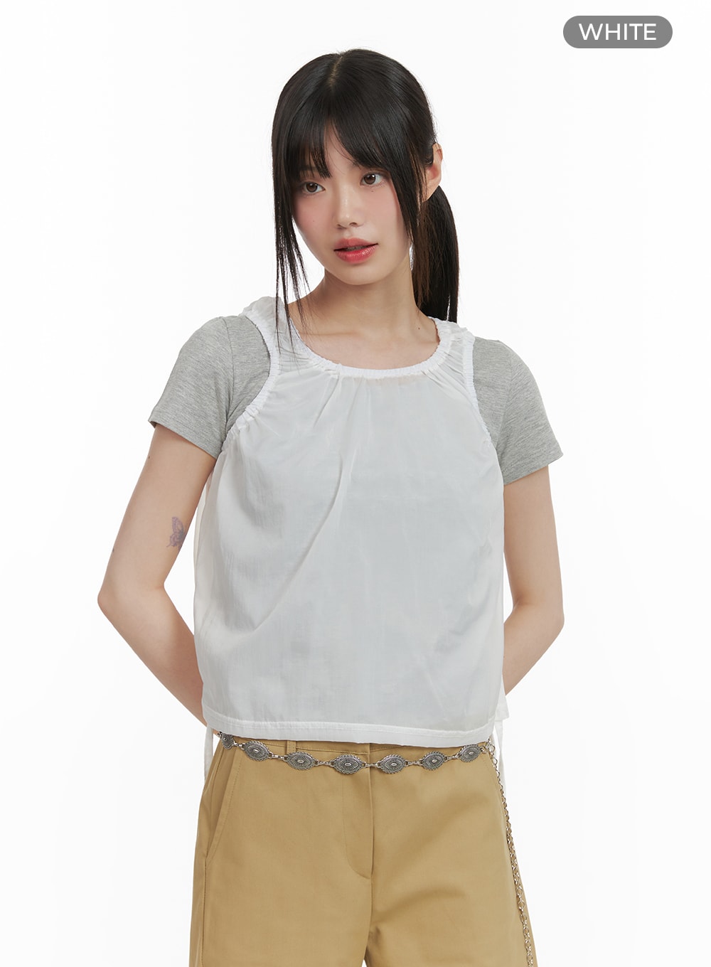 Ruched Side Knot Sleeveless Top CA418