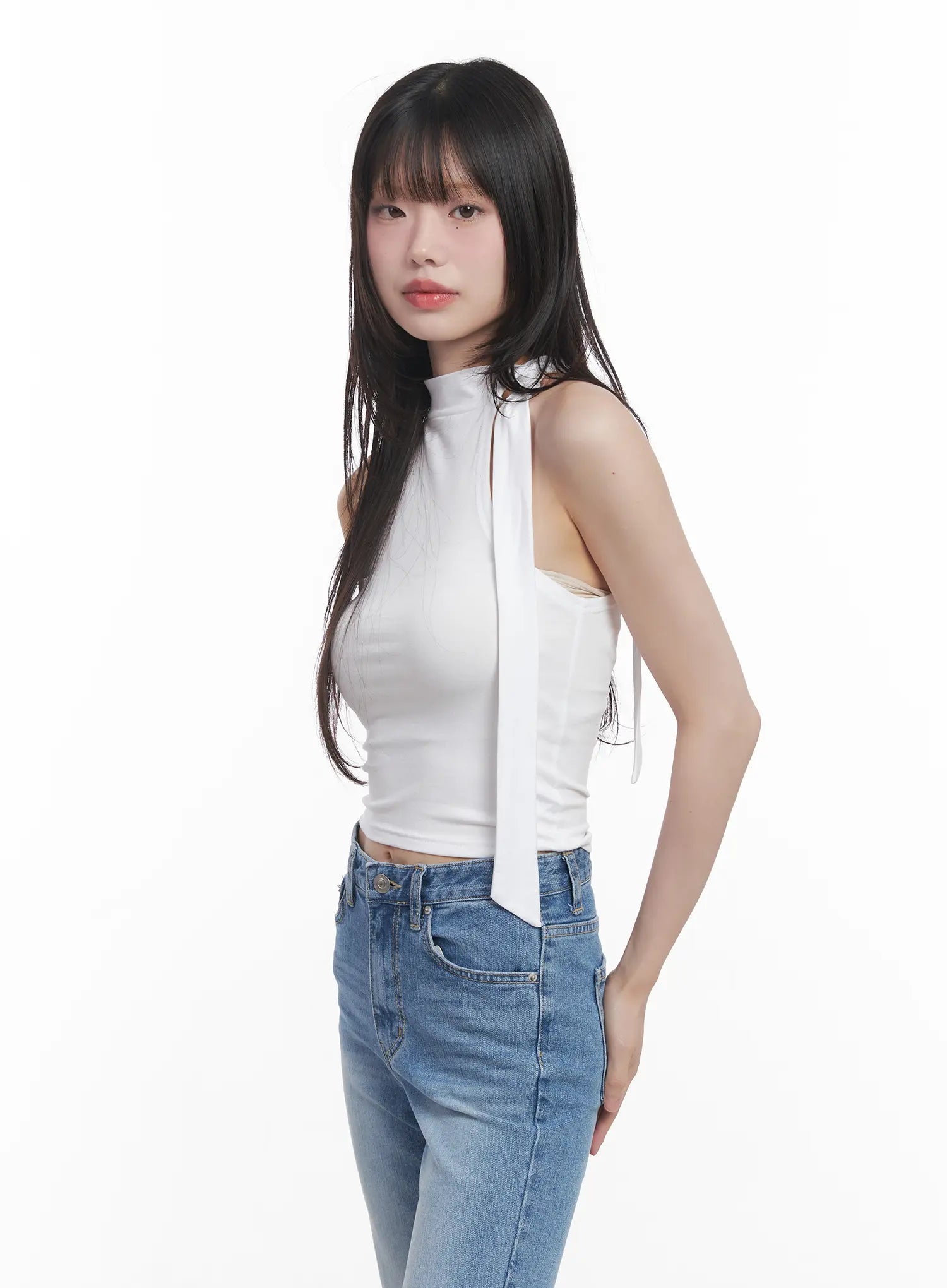 Slim-Fit Halter-Tie Tank Top CU520