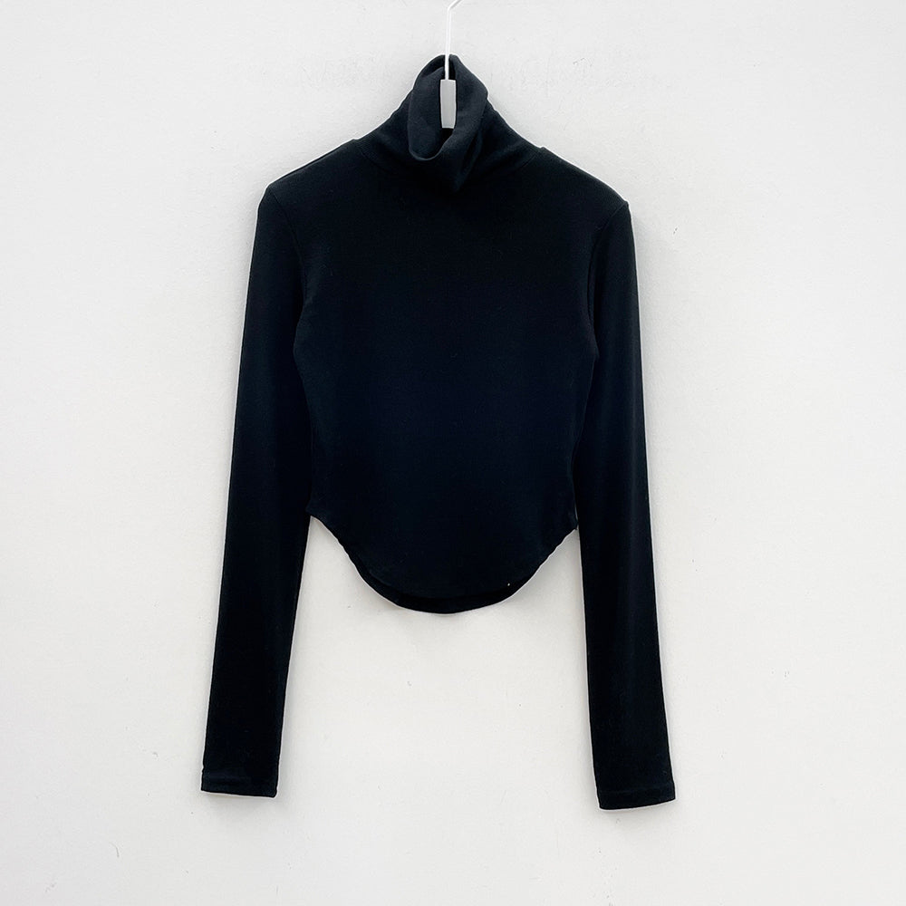 Unbalanced Hem Turtleneck Top