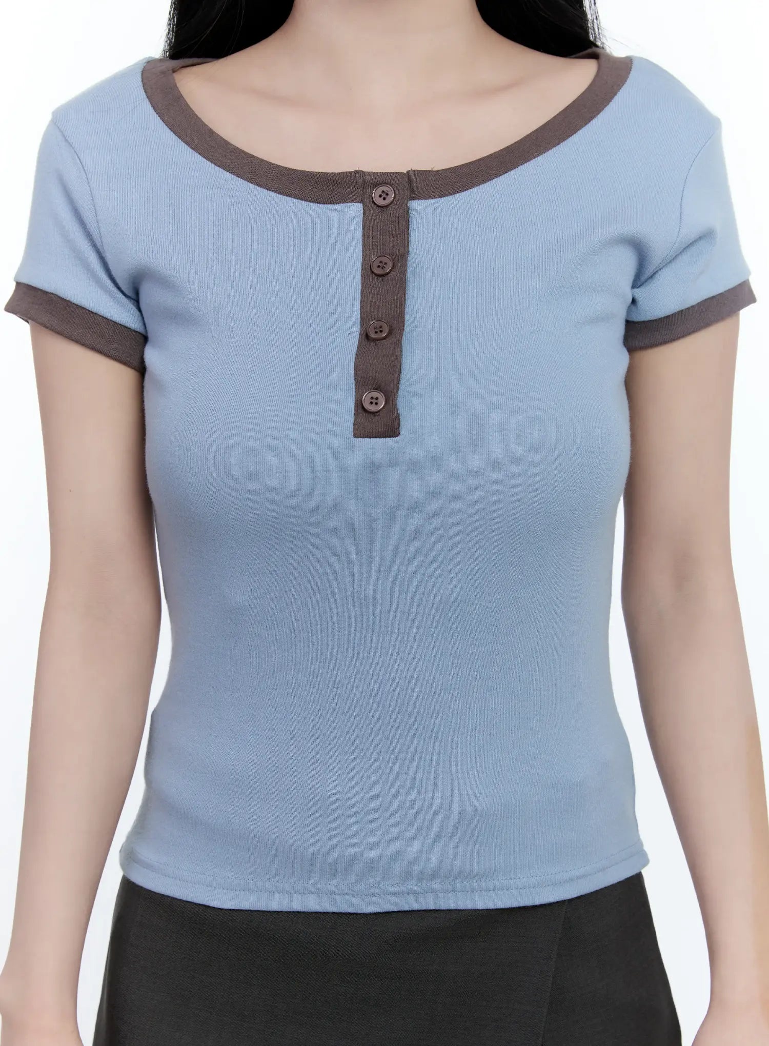 Contrast Basic U-Neck Tee CL530