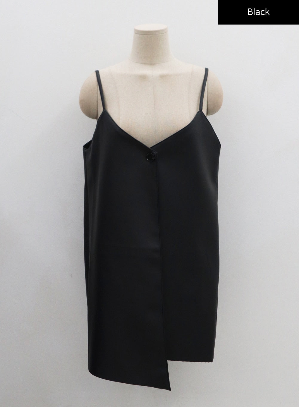 One Button Layered Faux Leather Dress CO24