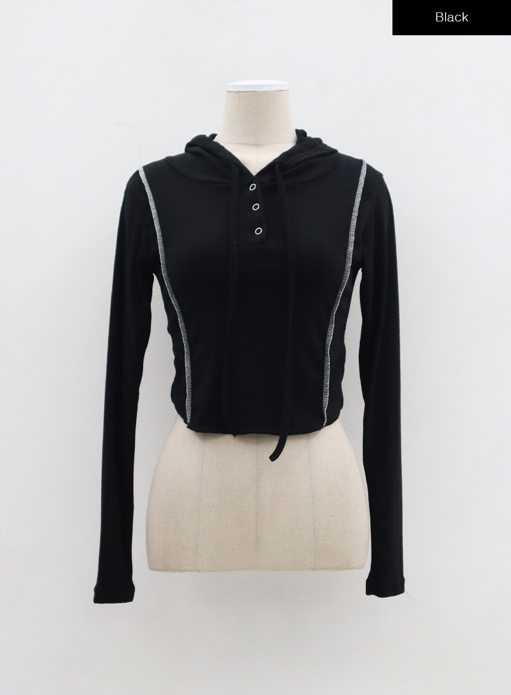 Stripe Detail Cropped Hoodie Top BJ319