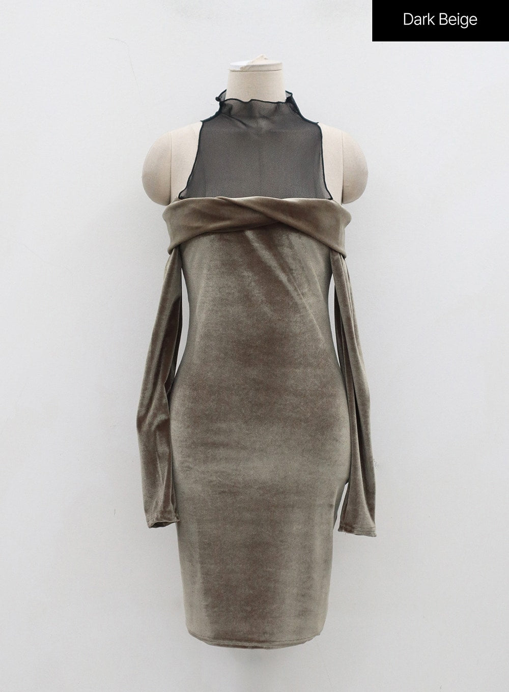 Velvet Off-Shoulder Mesh Neck Mini Dress BD23