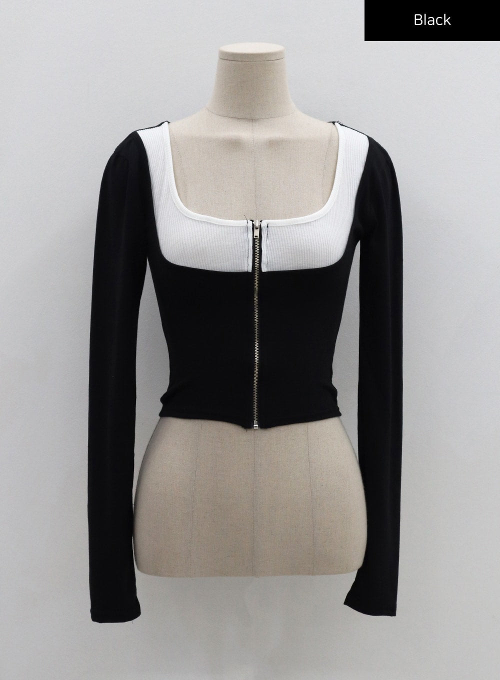 Two Tone Zip-Up Cropped Top CG31