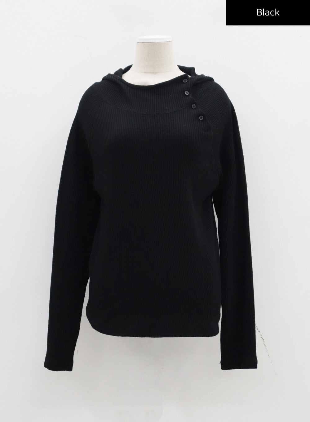 Side Button Detail Knit Hoodie CJ318