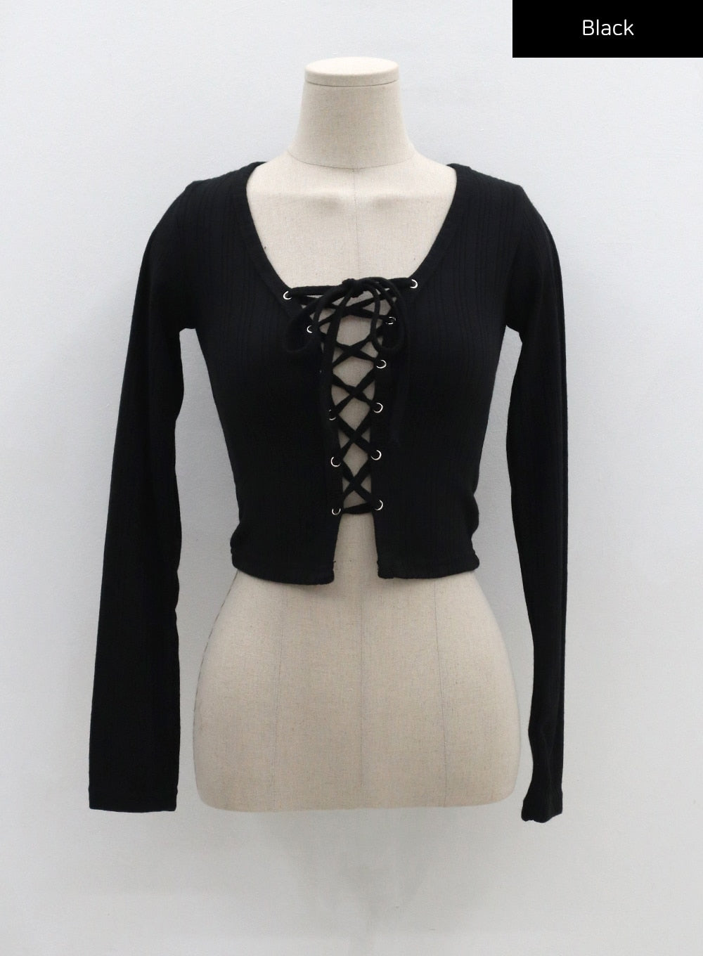 Lace Up Ribbed Crop Cardigan CG25