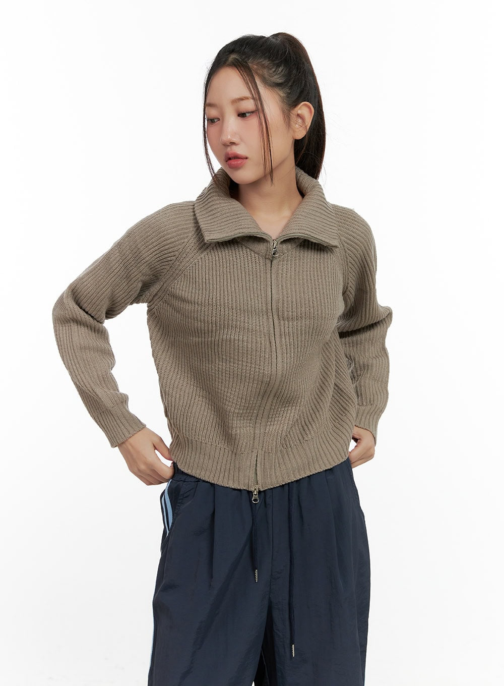 Two-Way Zip Knit Sweater CN412