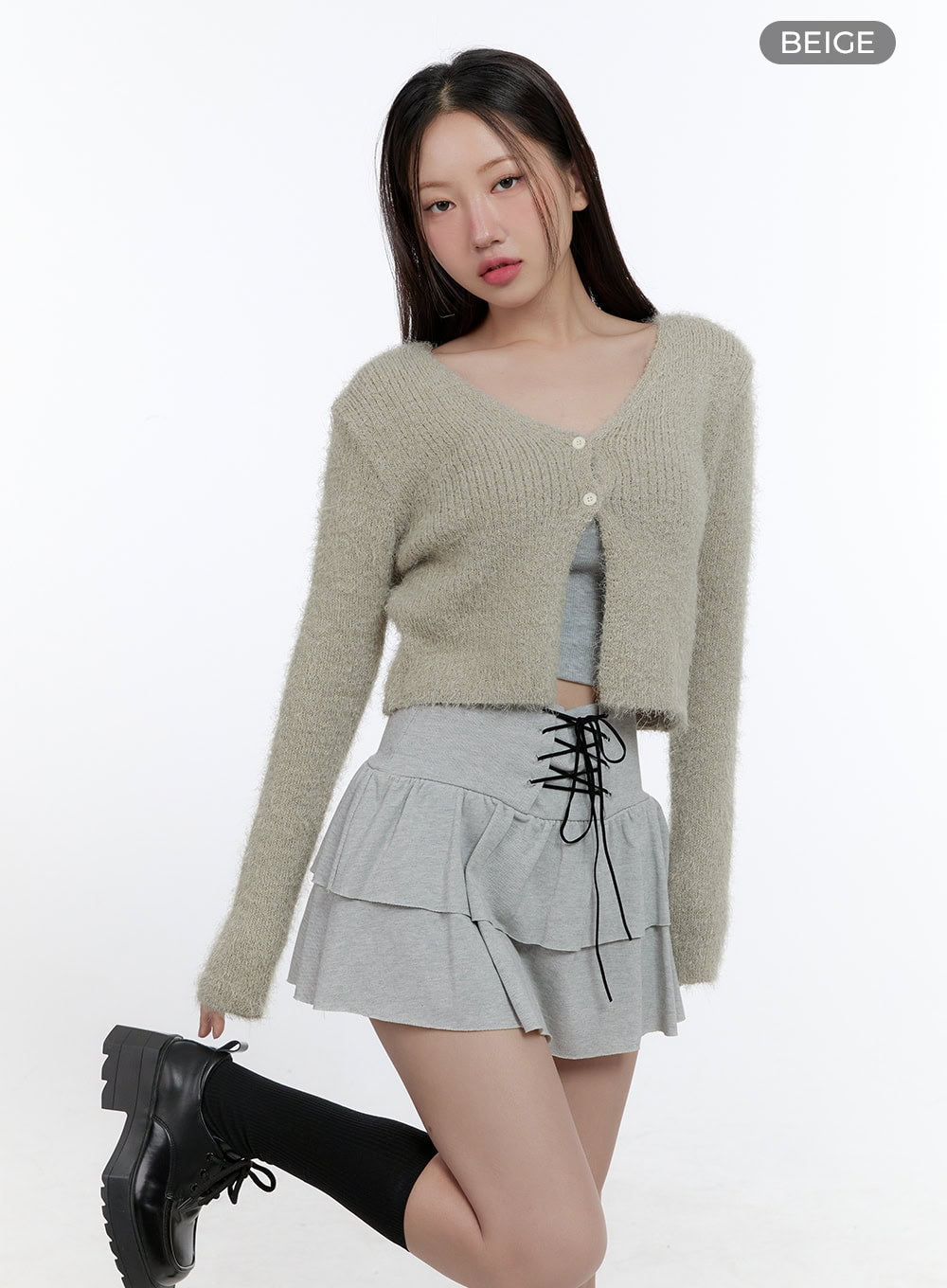 Essential Solid Crop Cardigan CS406