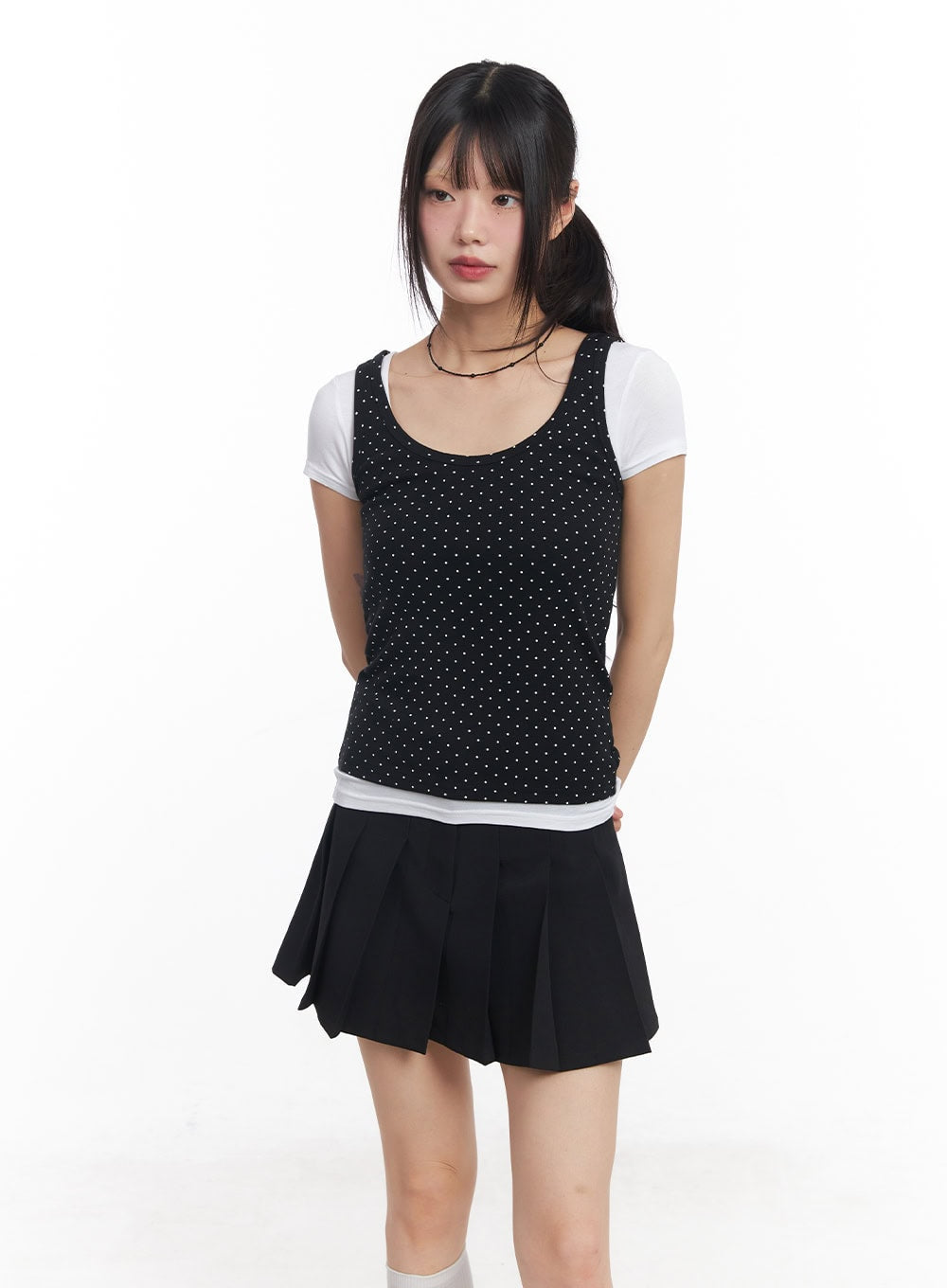 Polka Dot Slim-Fit Tank Top CY514