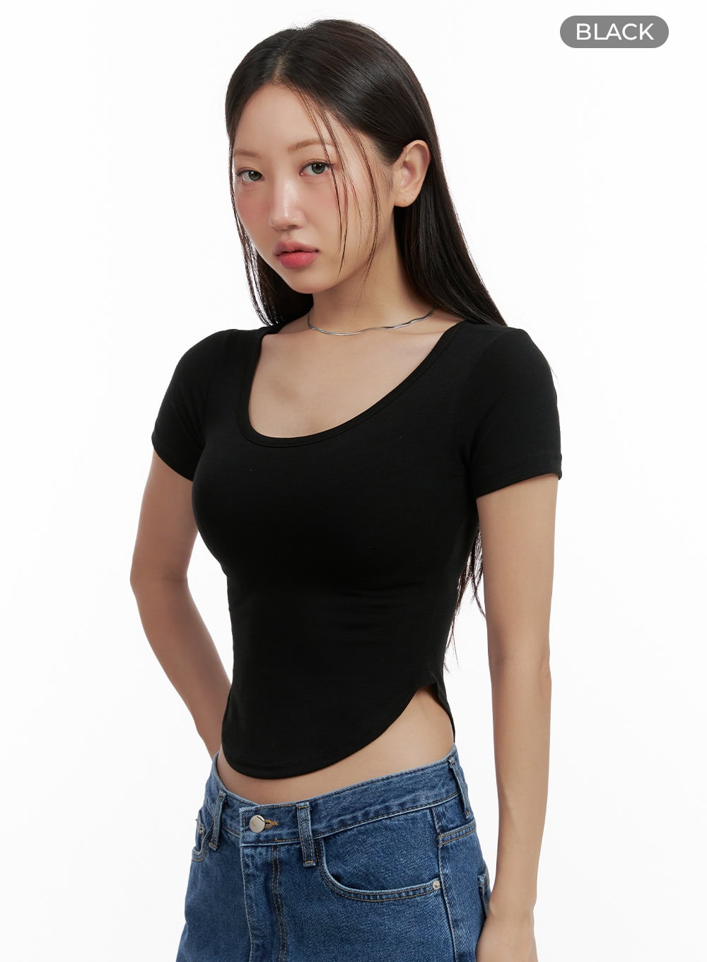 Slim U-Neck Crop Top CL431