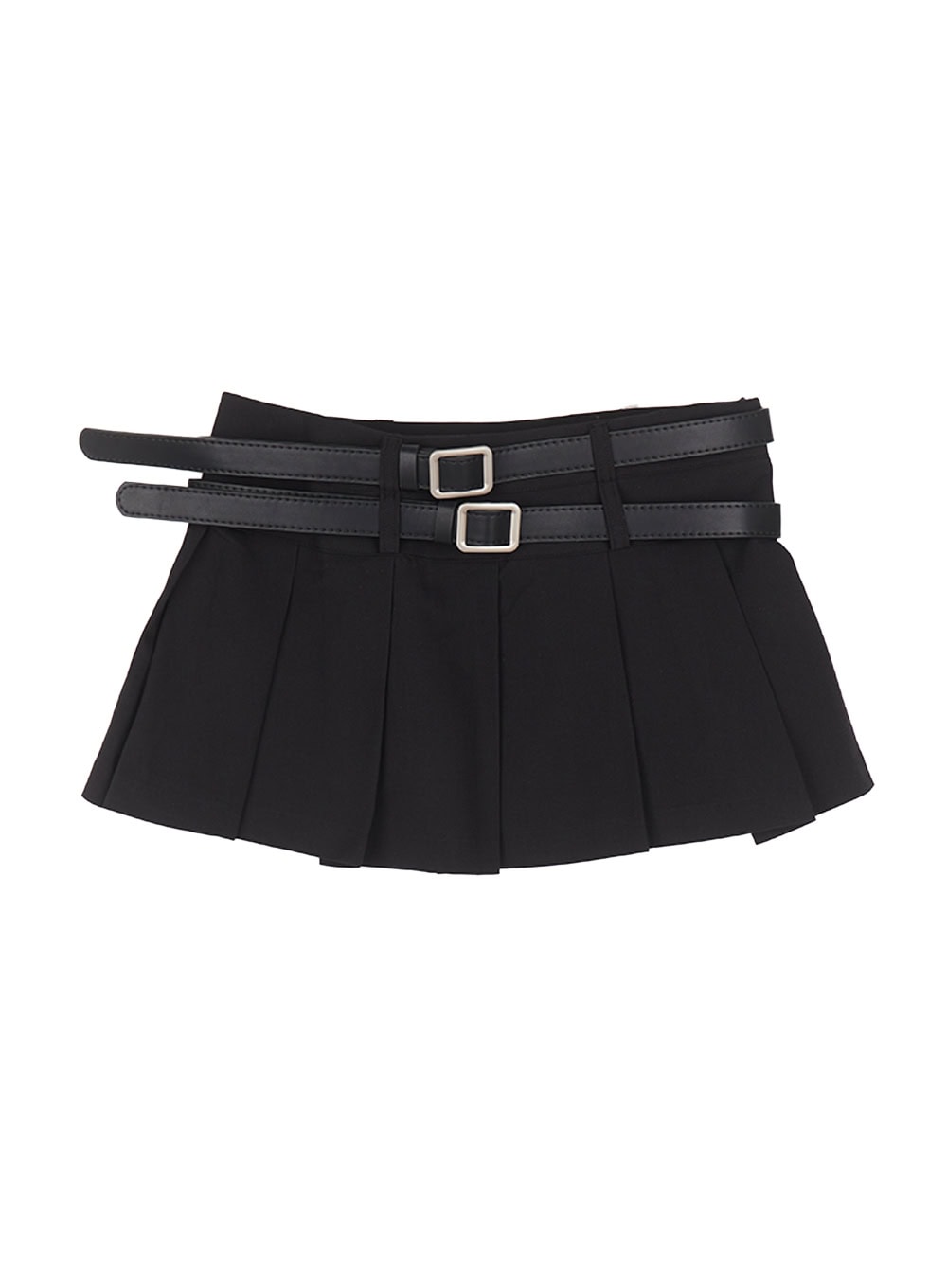 Double Belt Pleated Mini Skirt CU506
