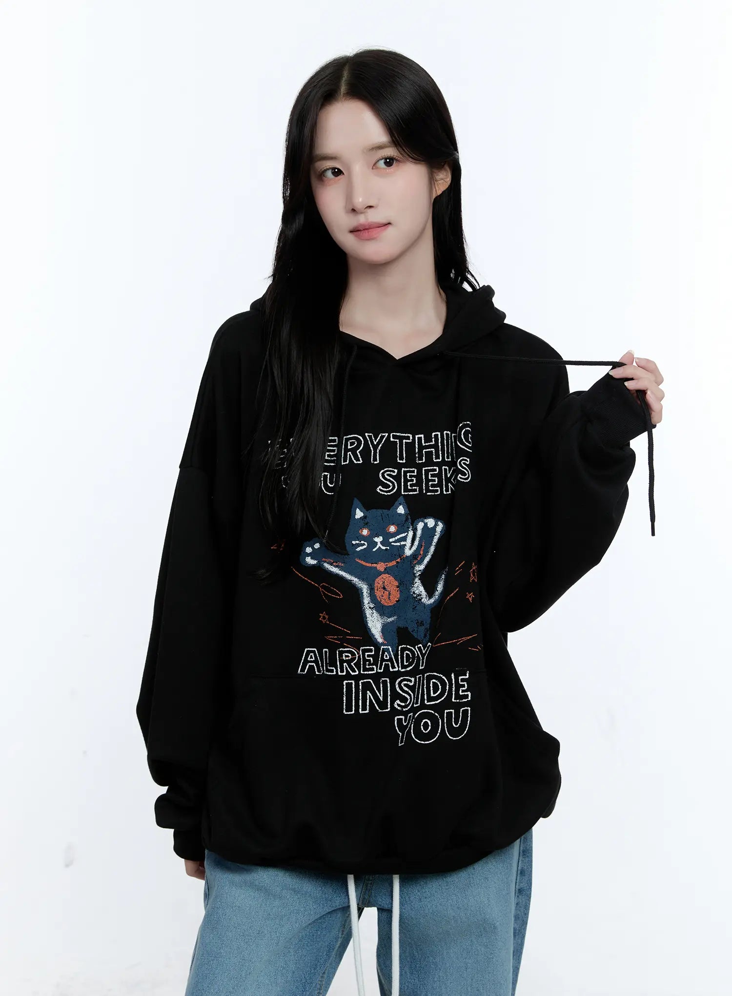 Oversized Kitty Graphic Hoodie CG513