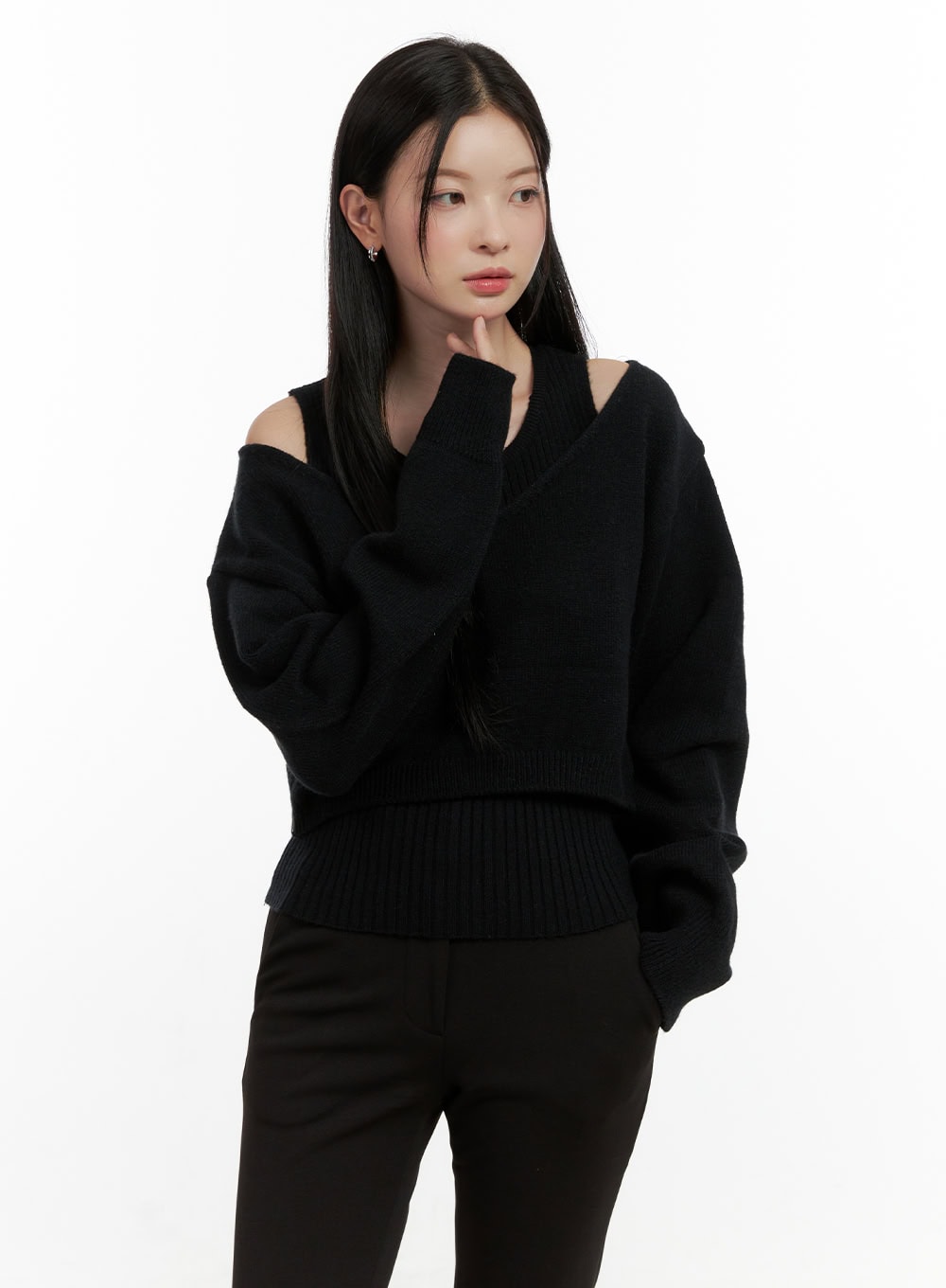 V-Neck Cropped Sweater ON408