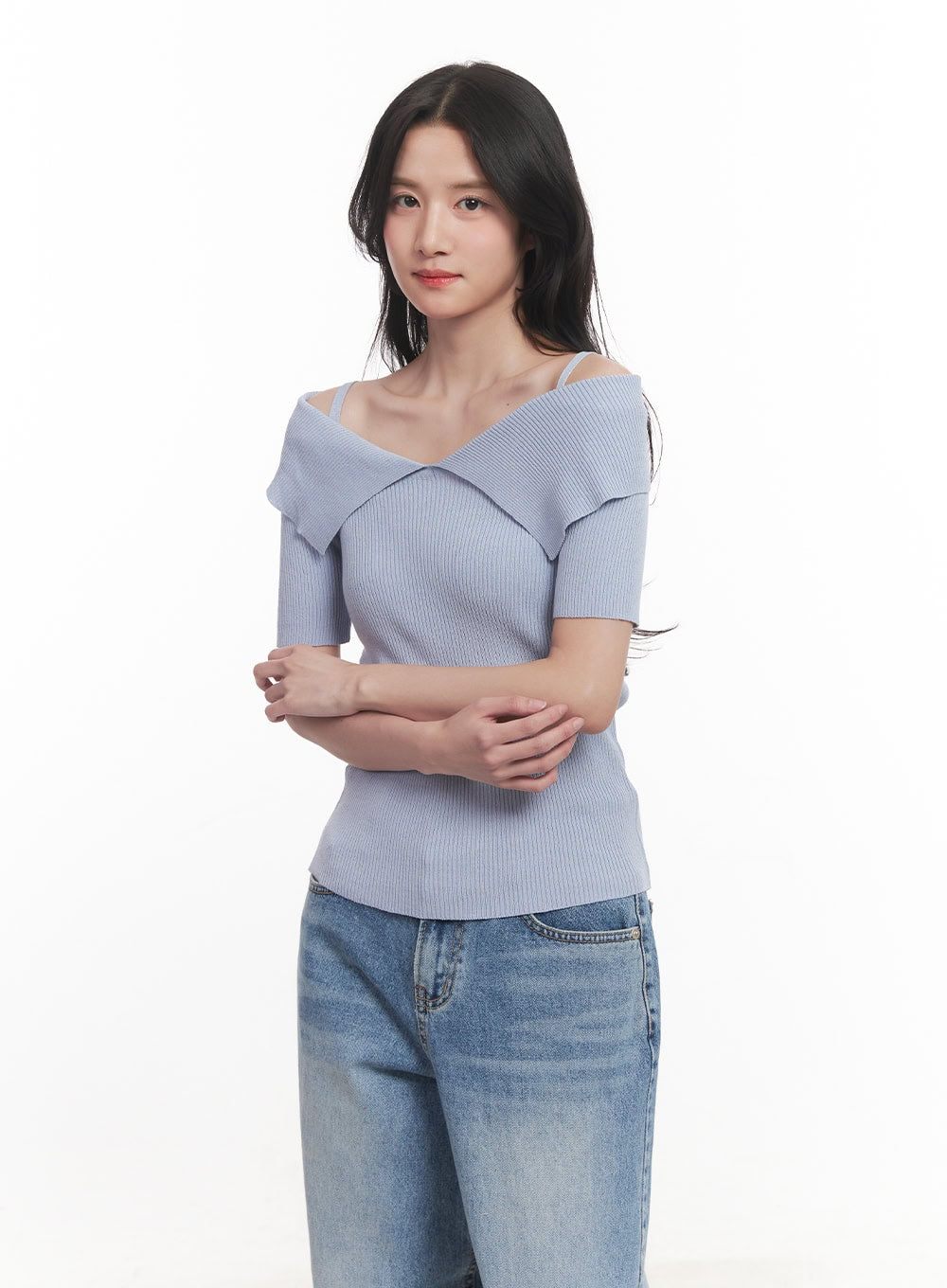 Cross Strap Off-Shoulder Top CA511