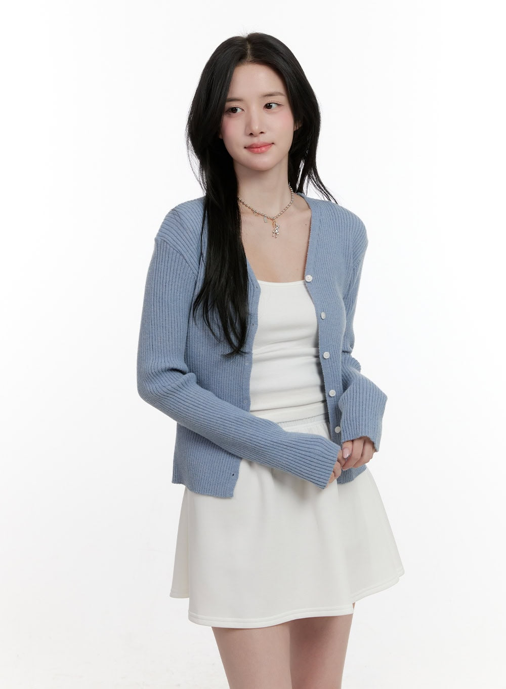Ribbed Slim-Fit Buttoned Cardigan CF528
