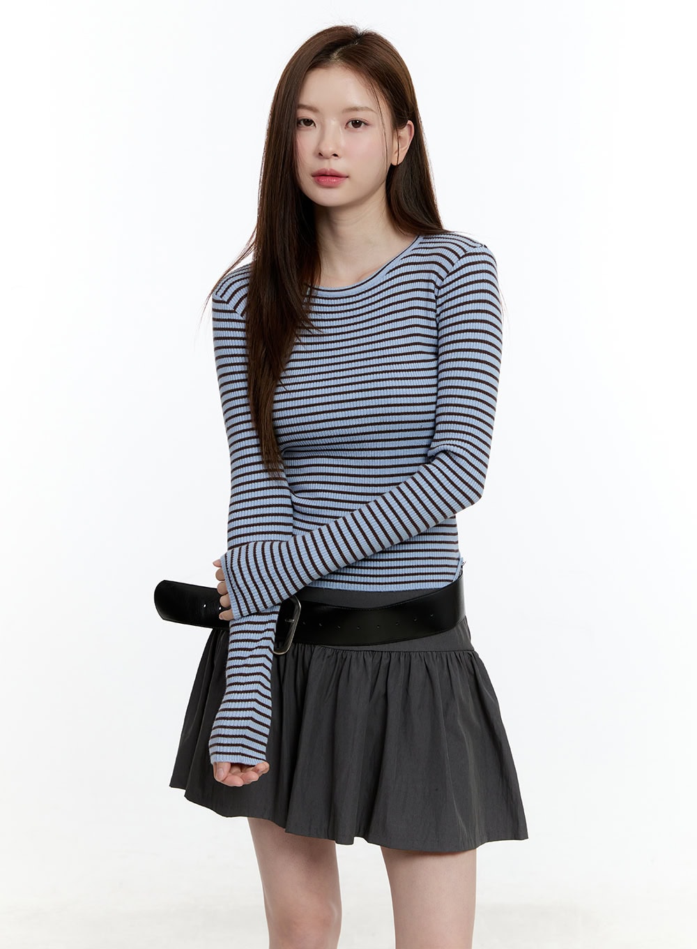 Striped Slim-Fit Long Sleeve Top CM521