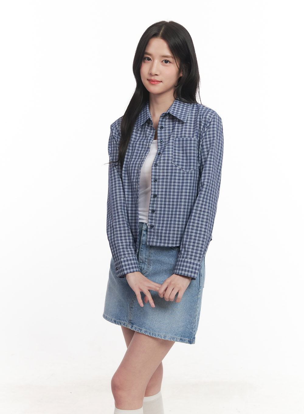 Picnic Checkered Crop Collared Shirt CA511