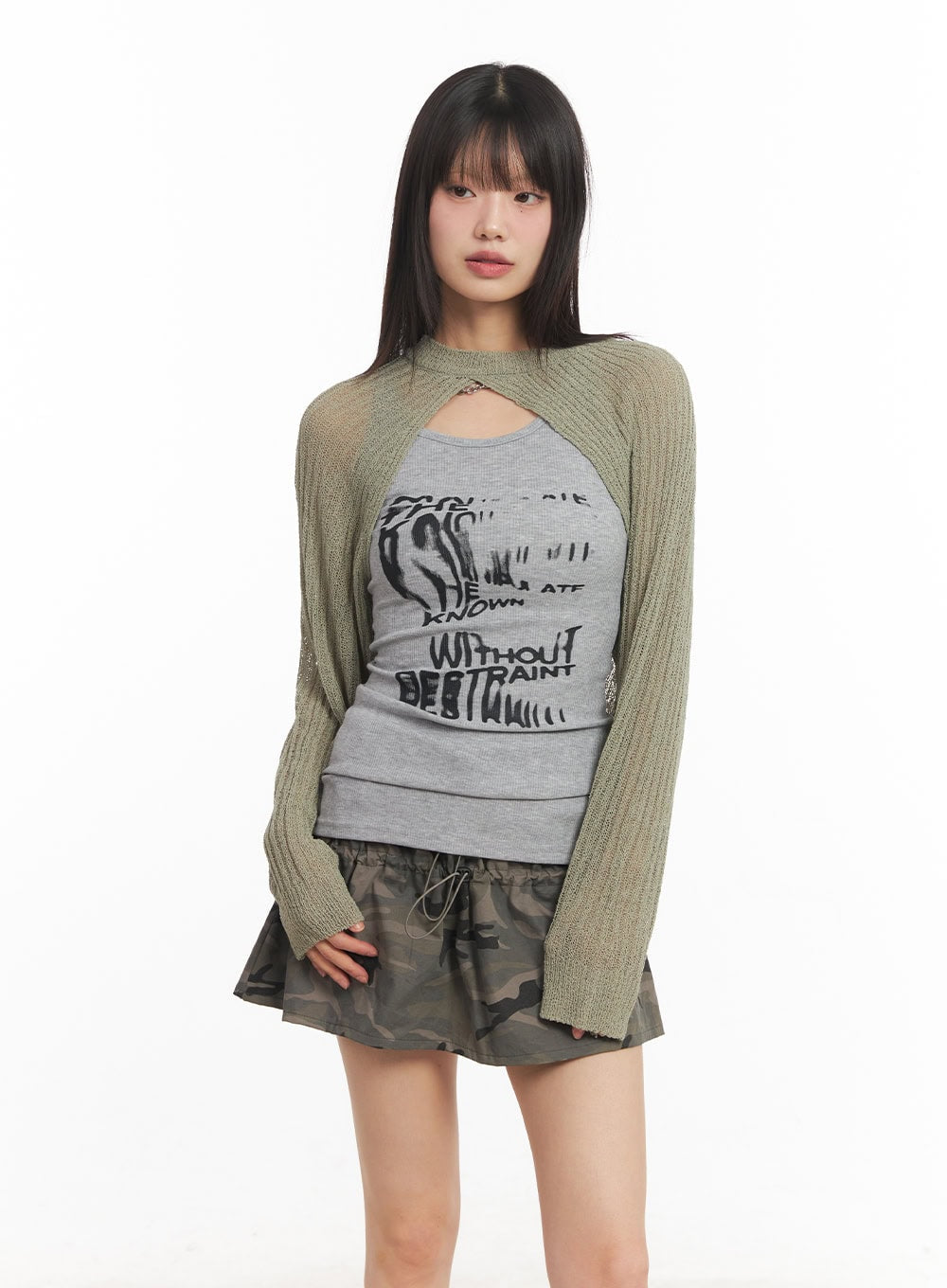 Knit Mesh Bolero Top CA522