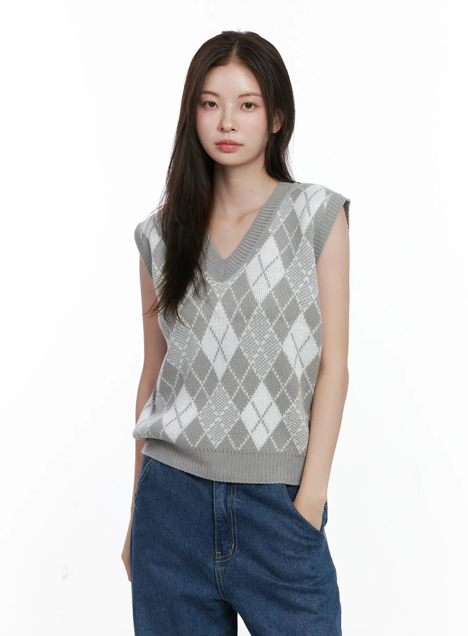 Argyle Pattern V-Neck Vest CO506