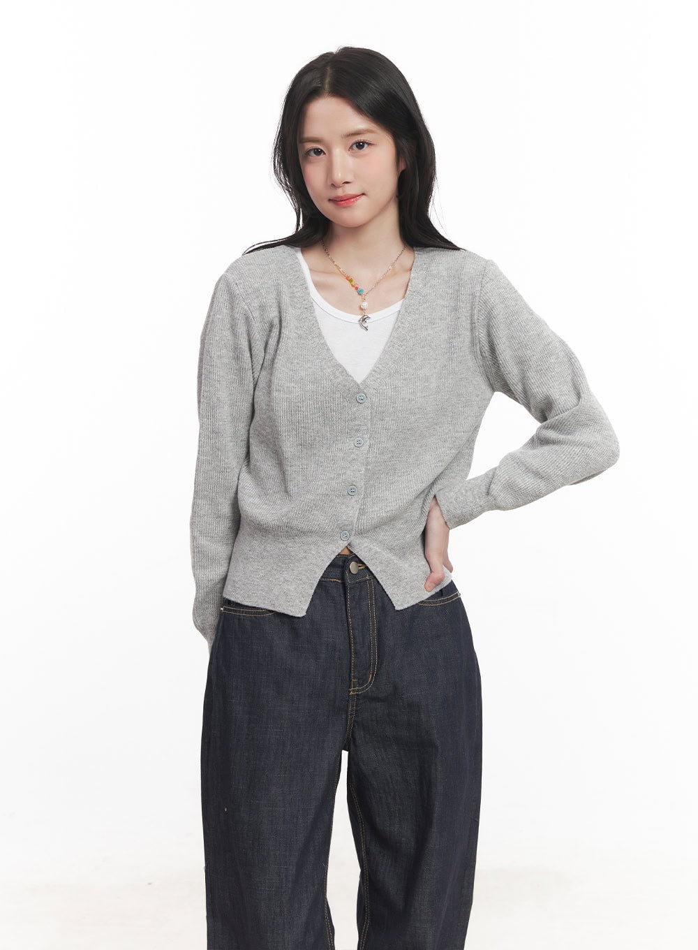 V-Neck Cropped Cardigan CA510