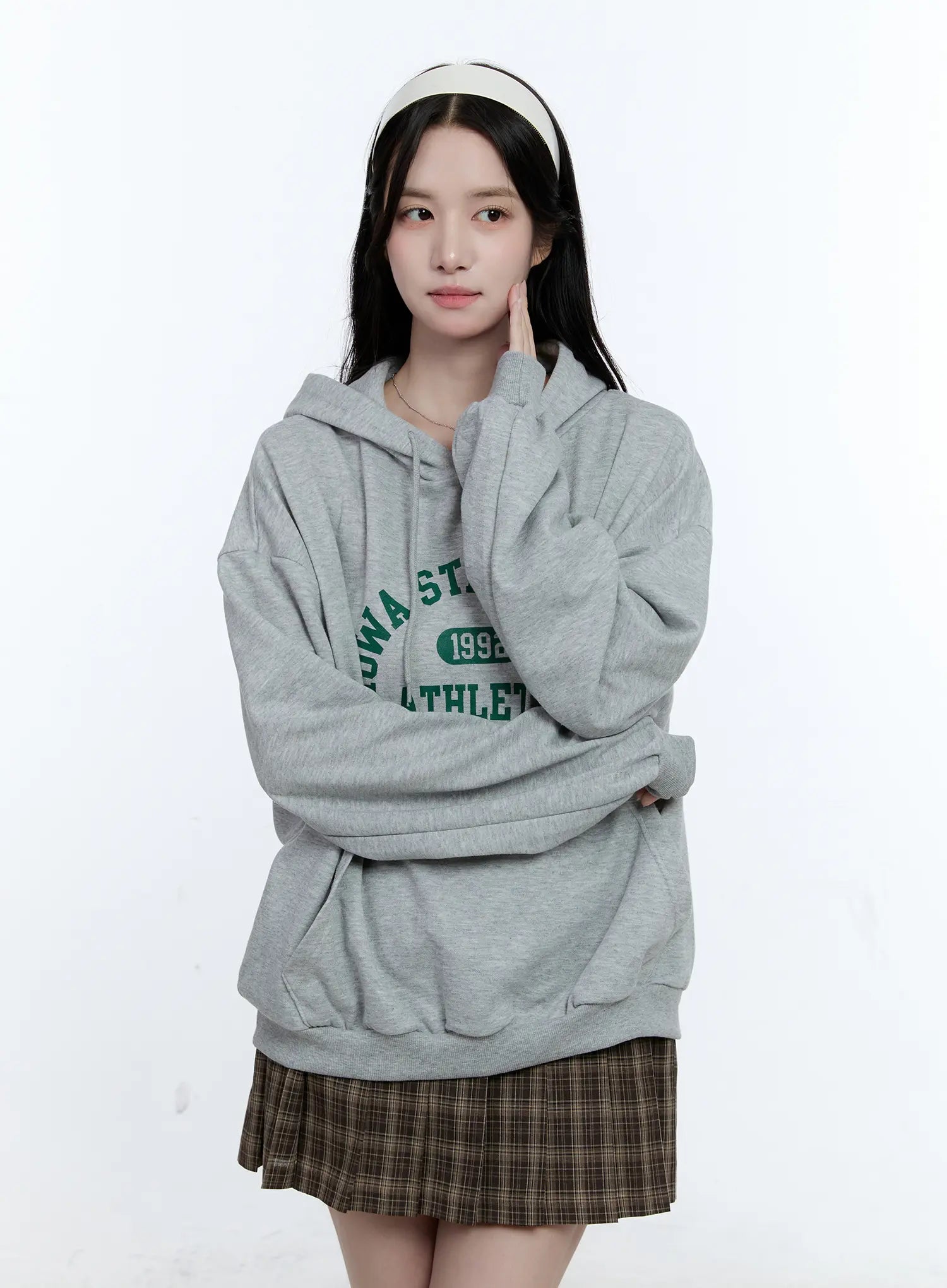University Print Oversized Hoodie CG514