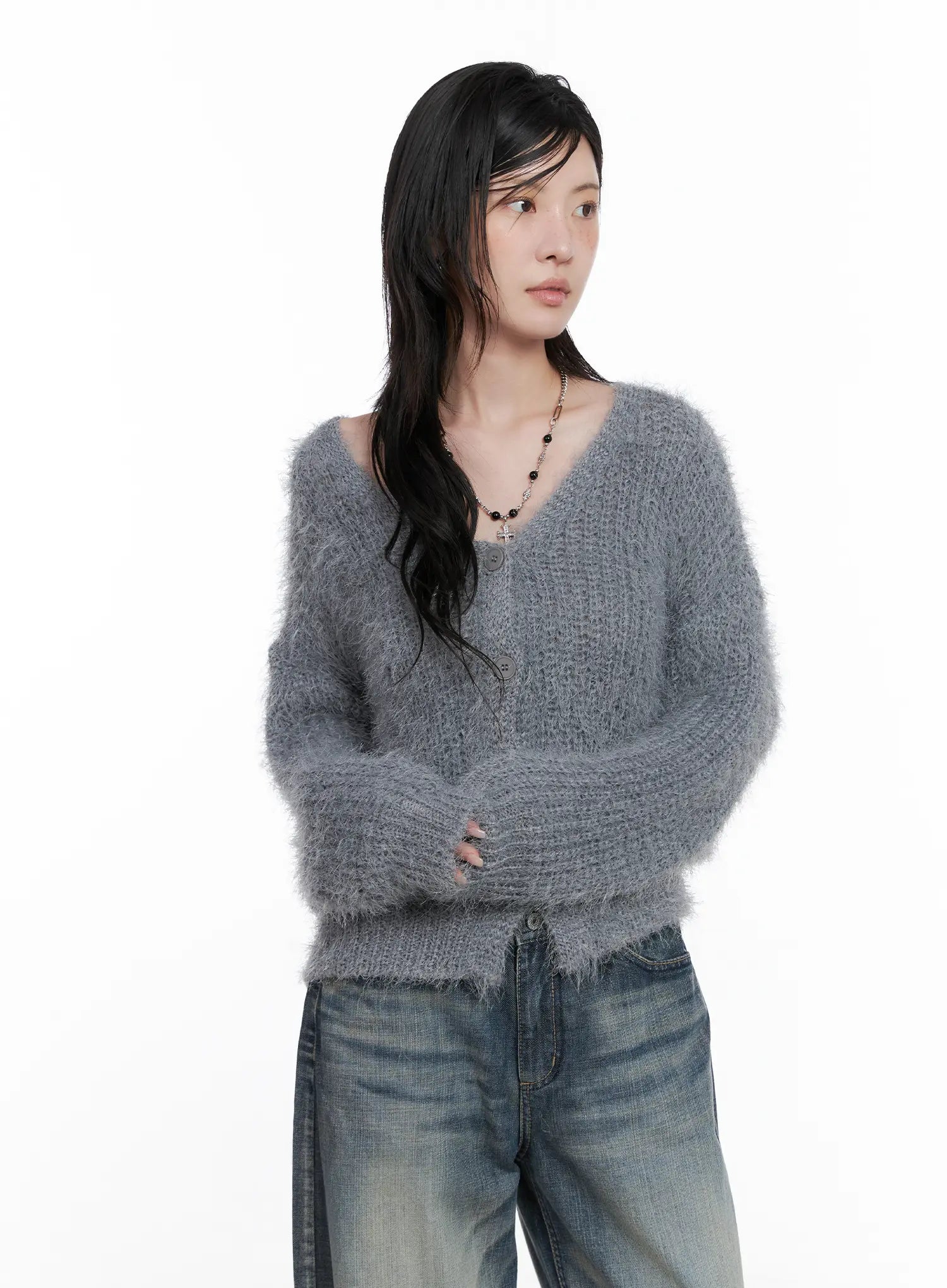 Fuzzy Knit Cardigan CS526