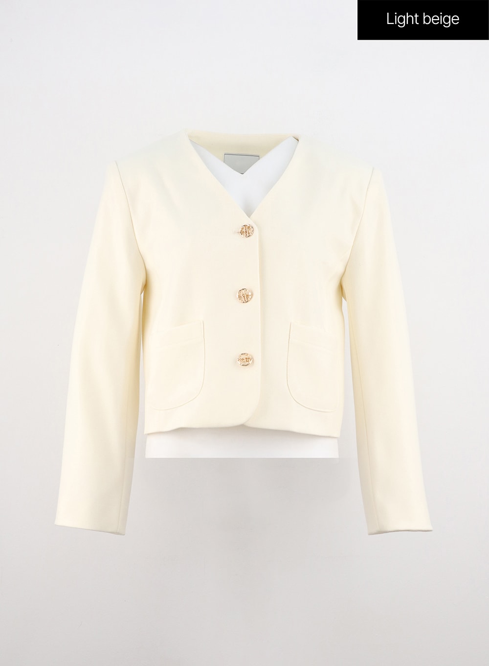 Collarless Crop Blazer Jacket OO312
