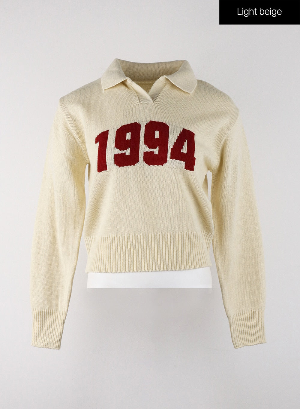 Crop Collar Lettering Sweater OJ404