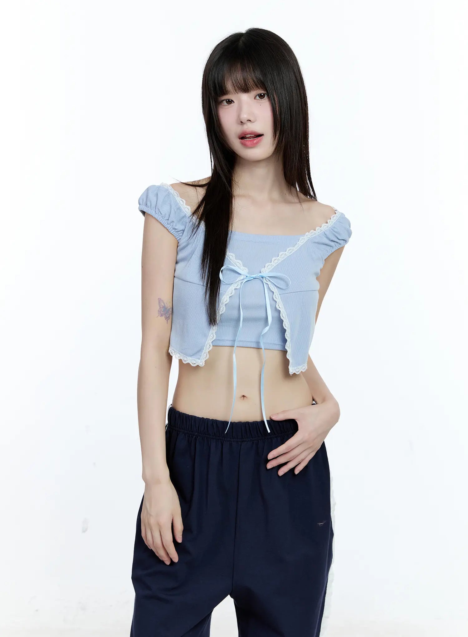 Layered Lace Short-Sleeve Cardigan CG511