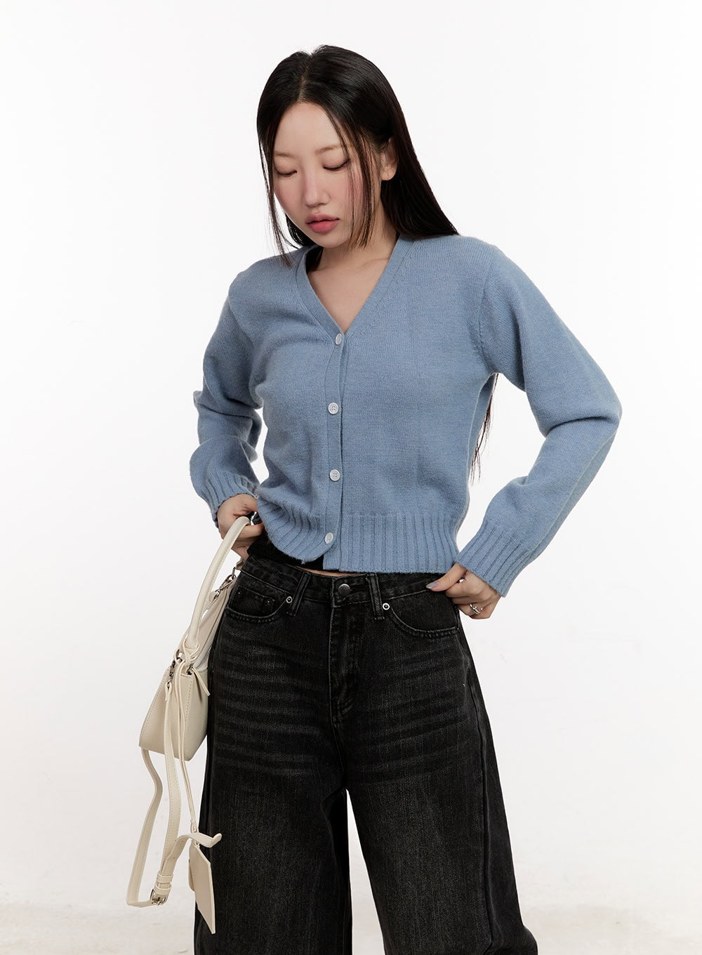 Classic Button V-Neck Cardigan CF524