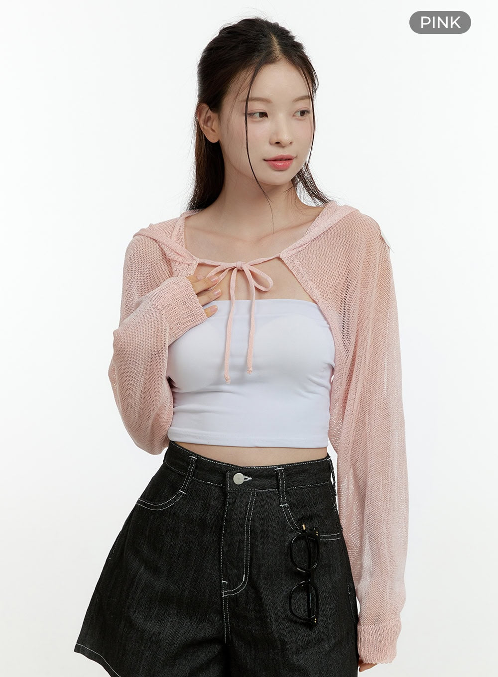 Sheer Hooded Bolero Top OL430