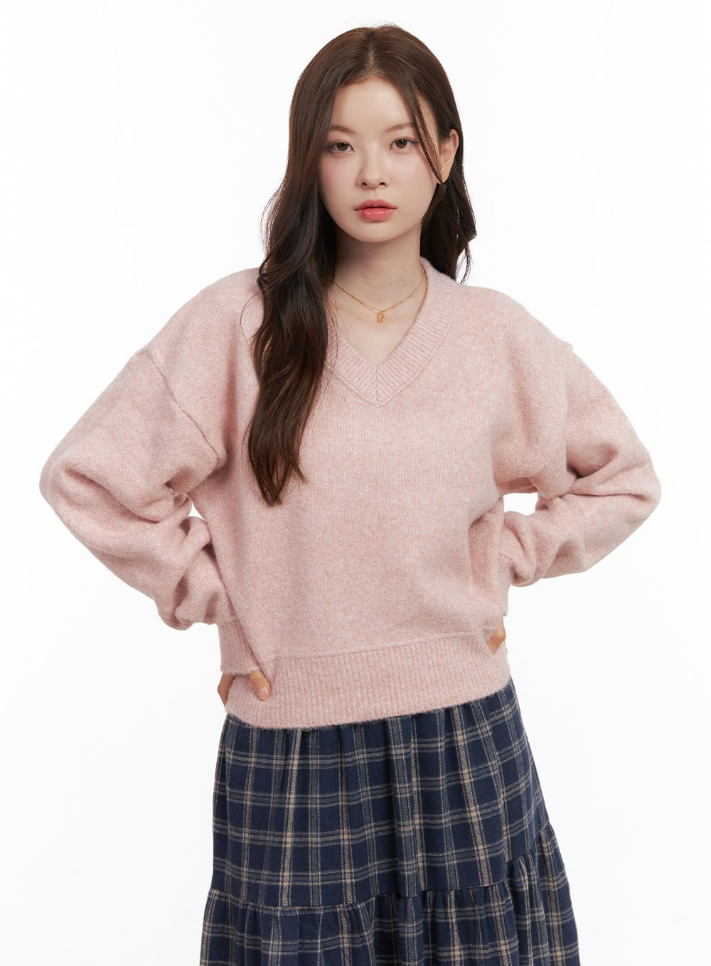 WarmWool Solid V-Neck Sweater OD403