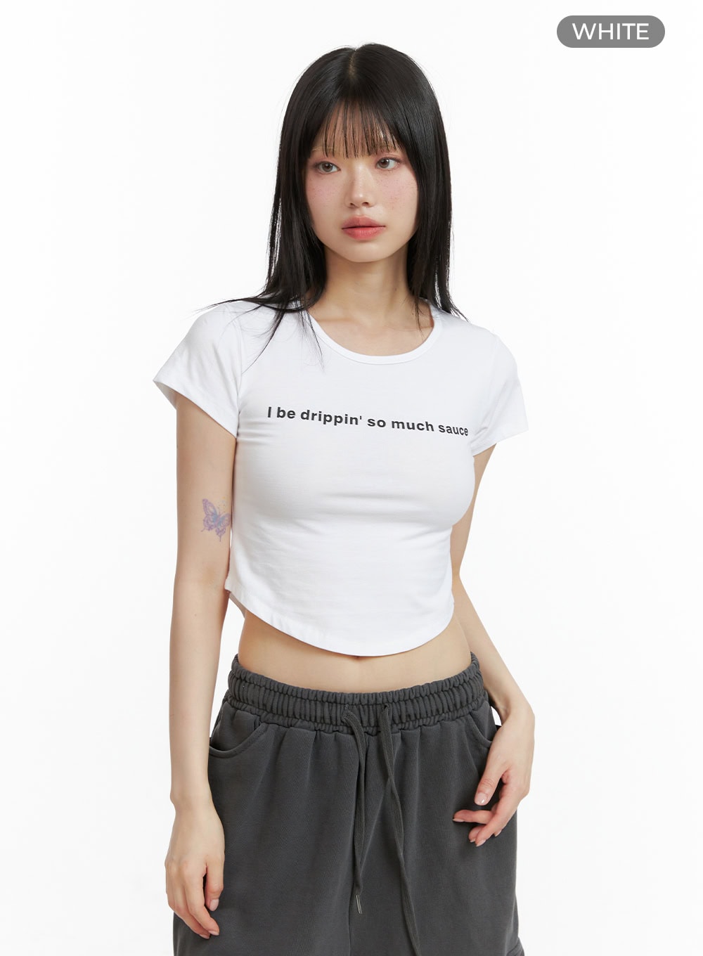 Graphic Lettering Crop Tee CL402