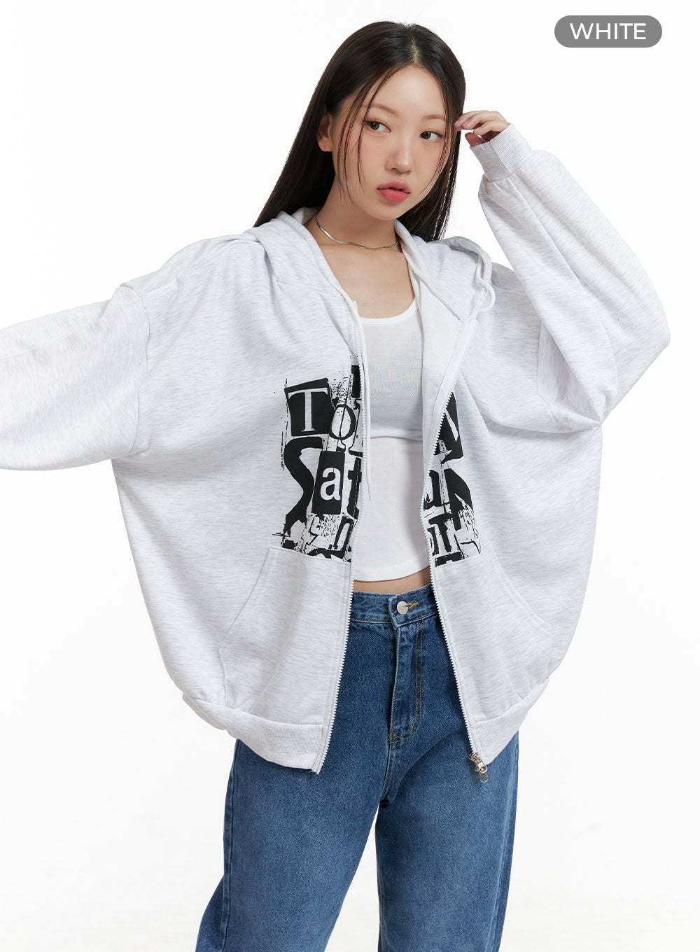 Acubi Oversized Two-Way Zip-Up Sweatshirt CL431