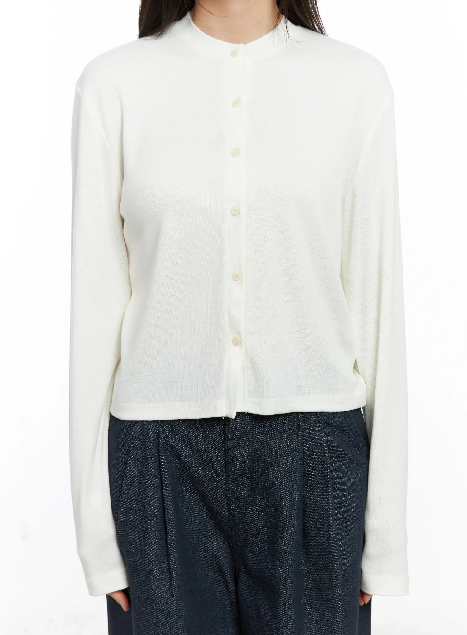 Classic Button-Up Long Sleeve Cardigan CS524