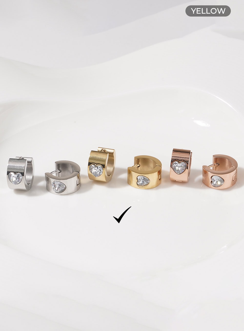 Heart Cubic Ring Earrings IL404