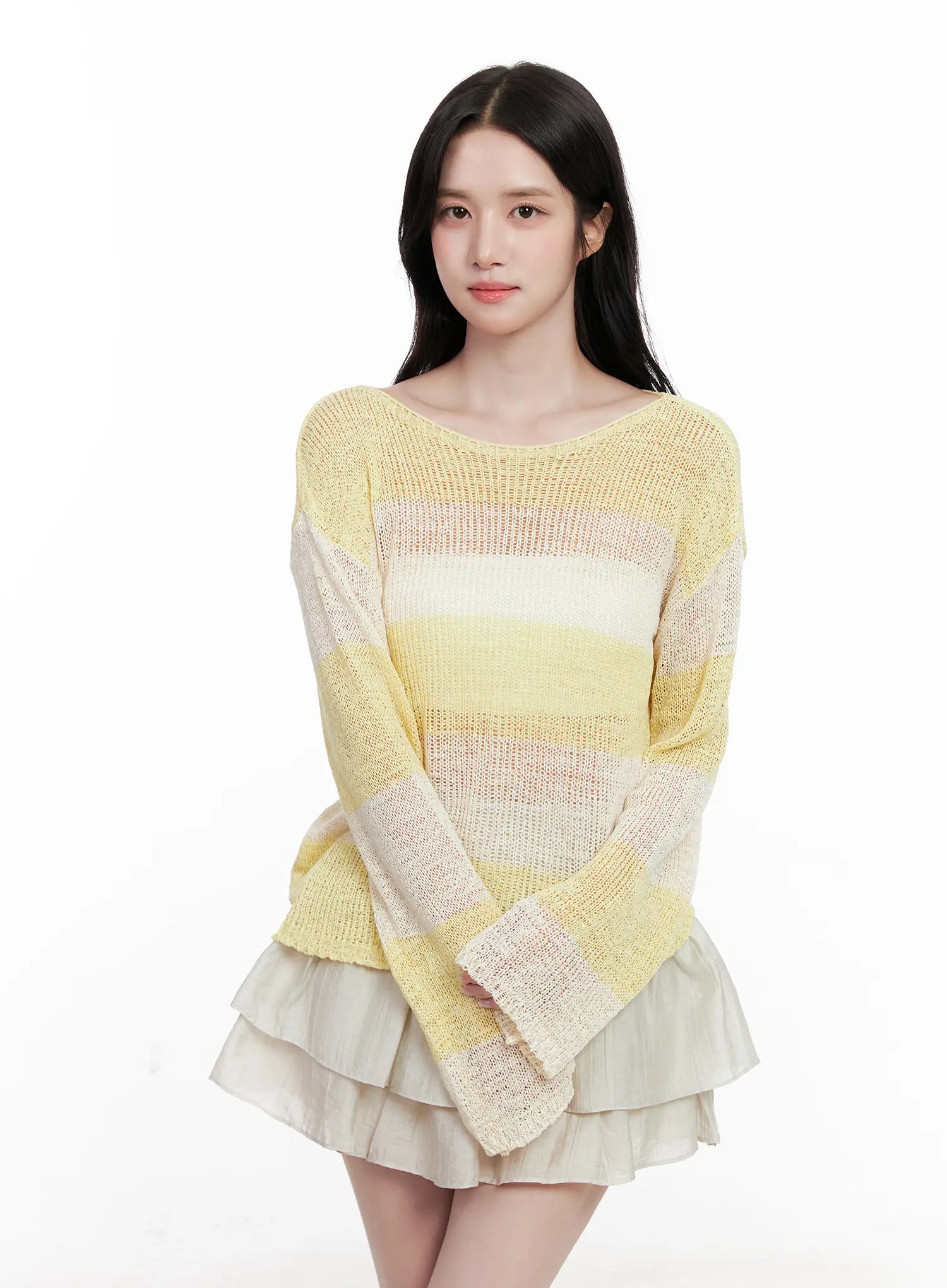 Relaxed-Fit Striped Knit Sweater CL515