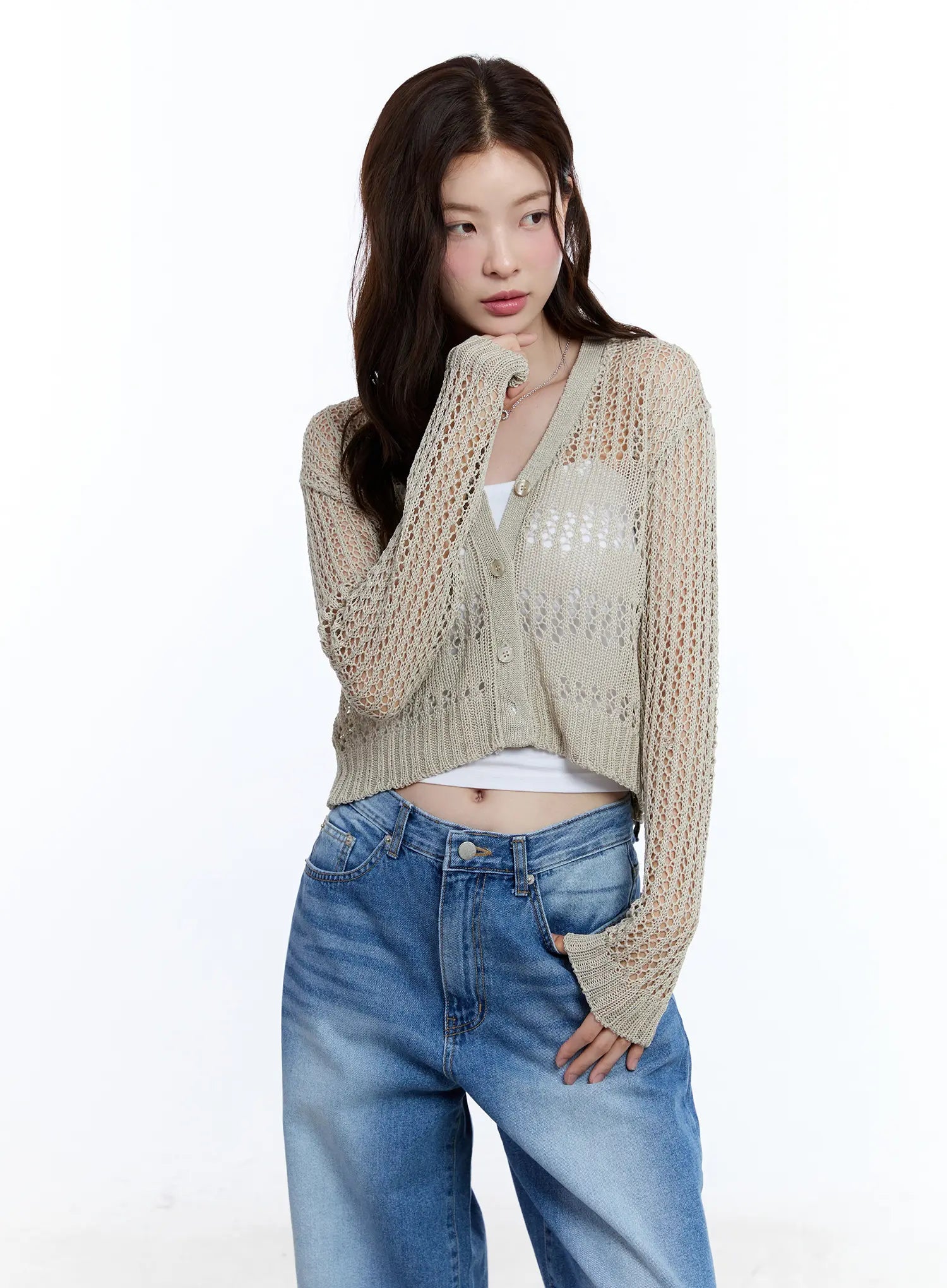 V-Neck Buttoned Sweater Cardigan CU513