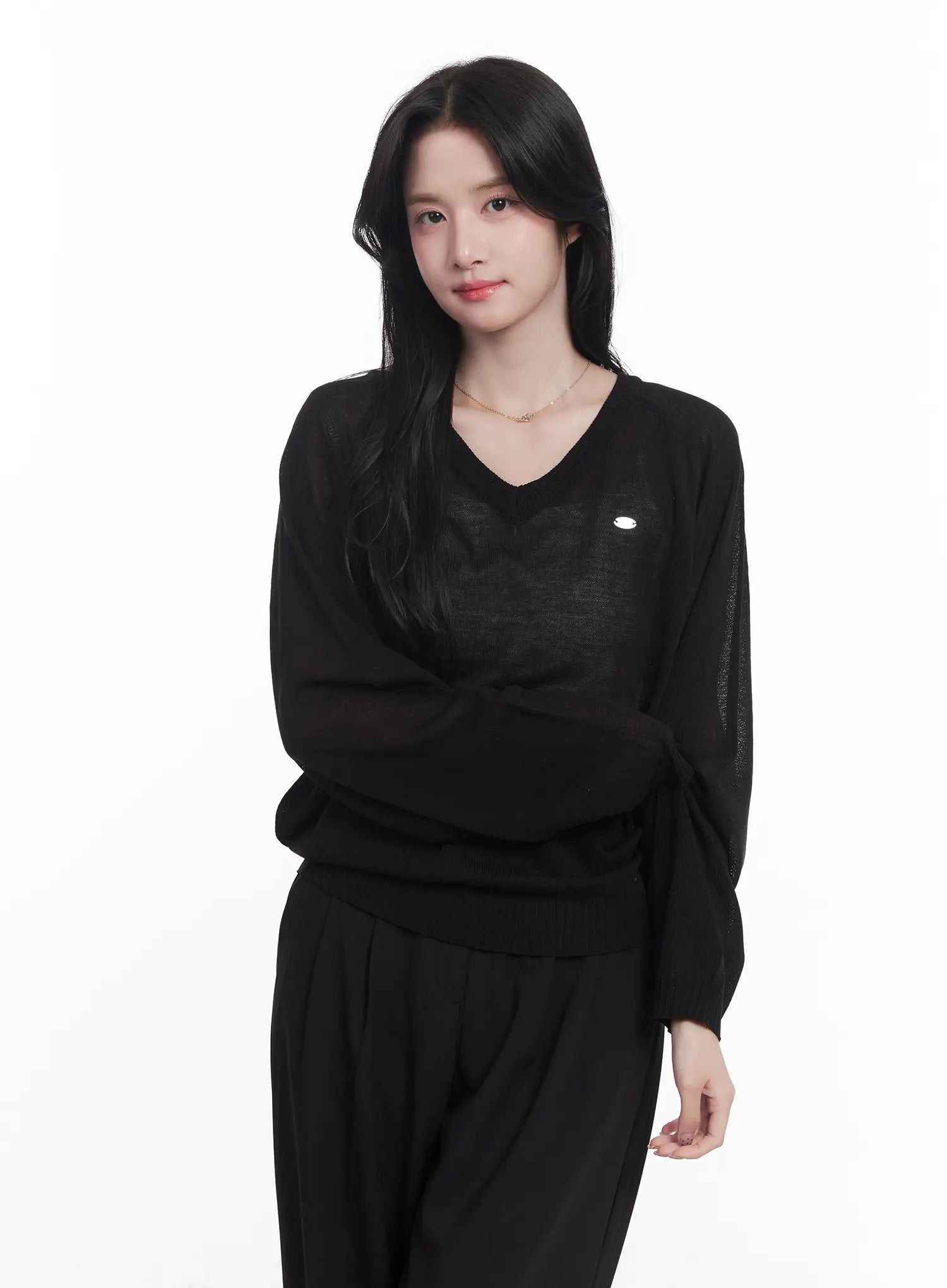 Sheer V-Neck Sweater CU523