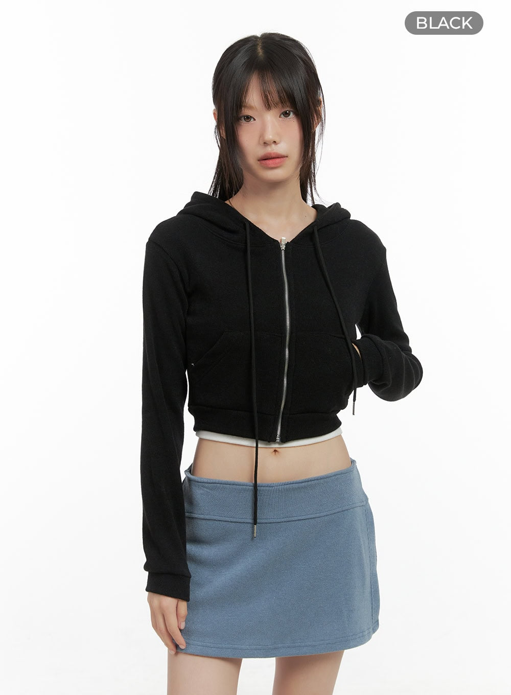 Zippered Hooded Crop Top CS410