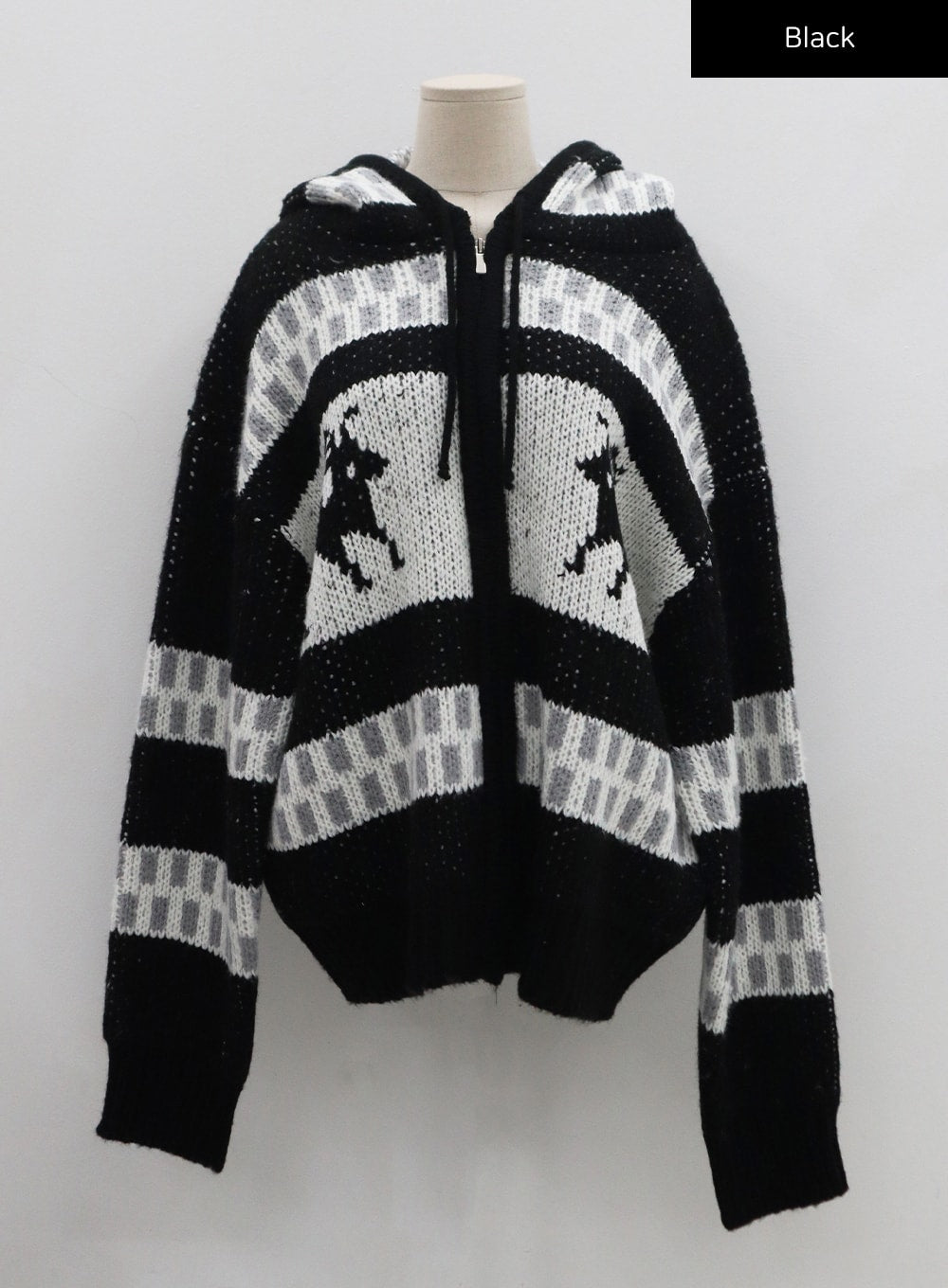 Oversize Hooded Zipper Knit CN03