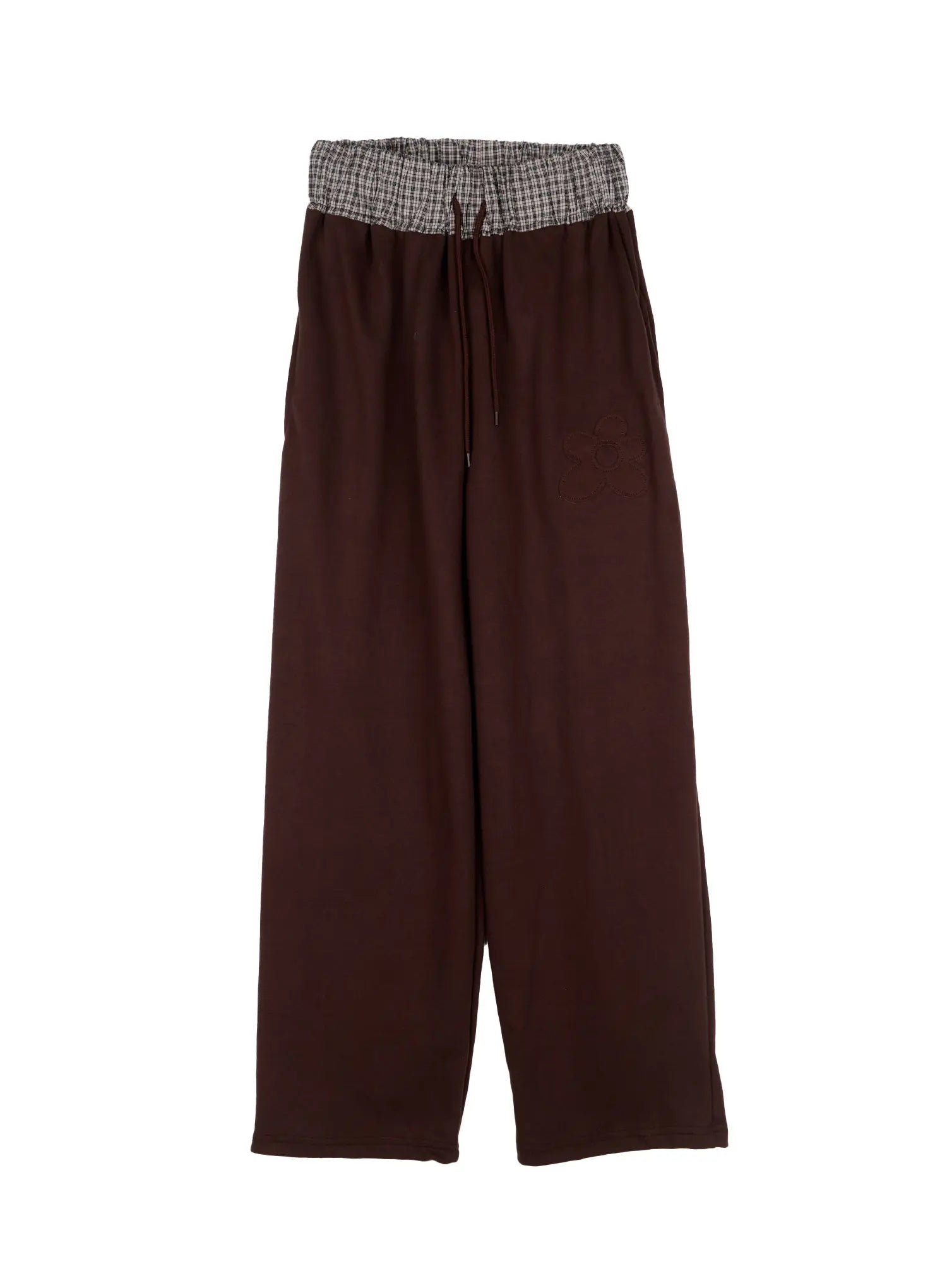 Plaid Waist Wide Leg Sweatpants CS530