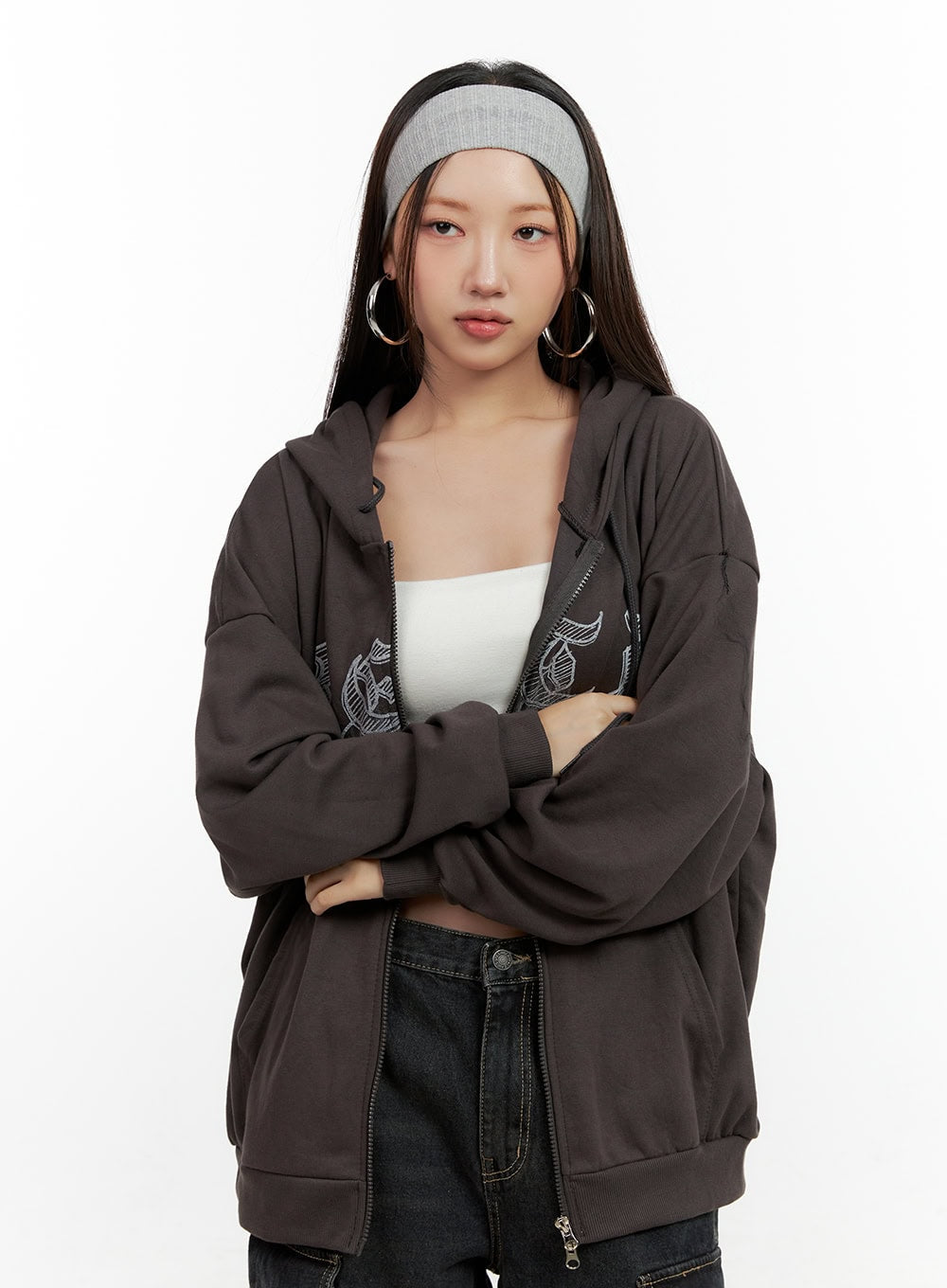 Graphic Zip-Up Hoodie CN406