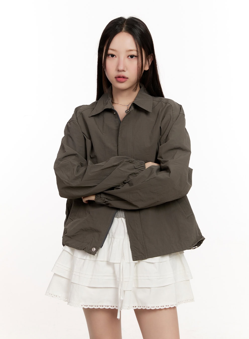 Collared Loose-Fit Windbreaker Jacket CM510