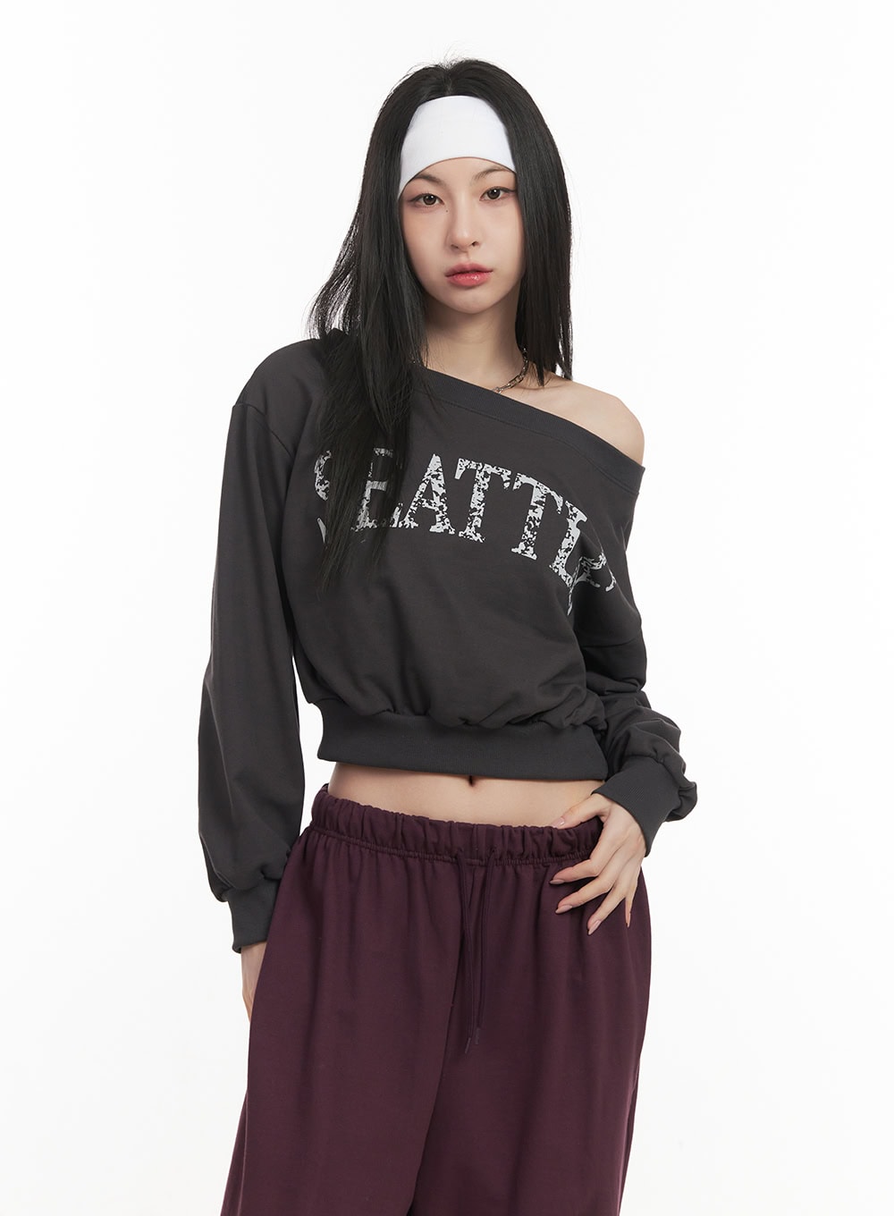 Soft Cotton Graphic Cropped Sweatshirt CF514