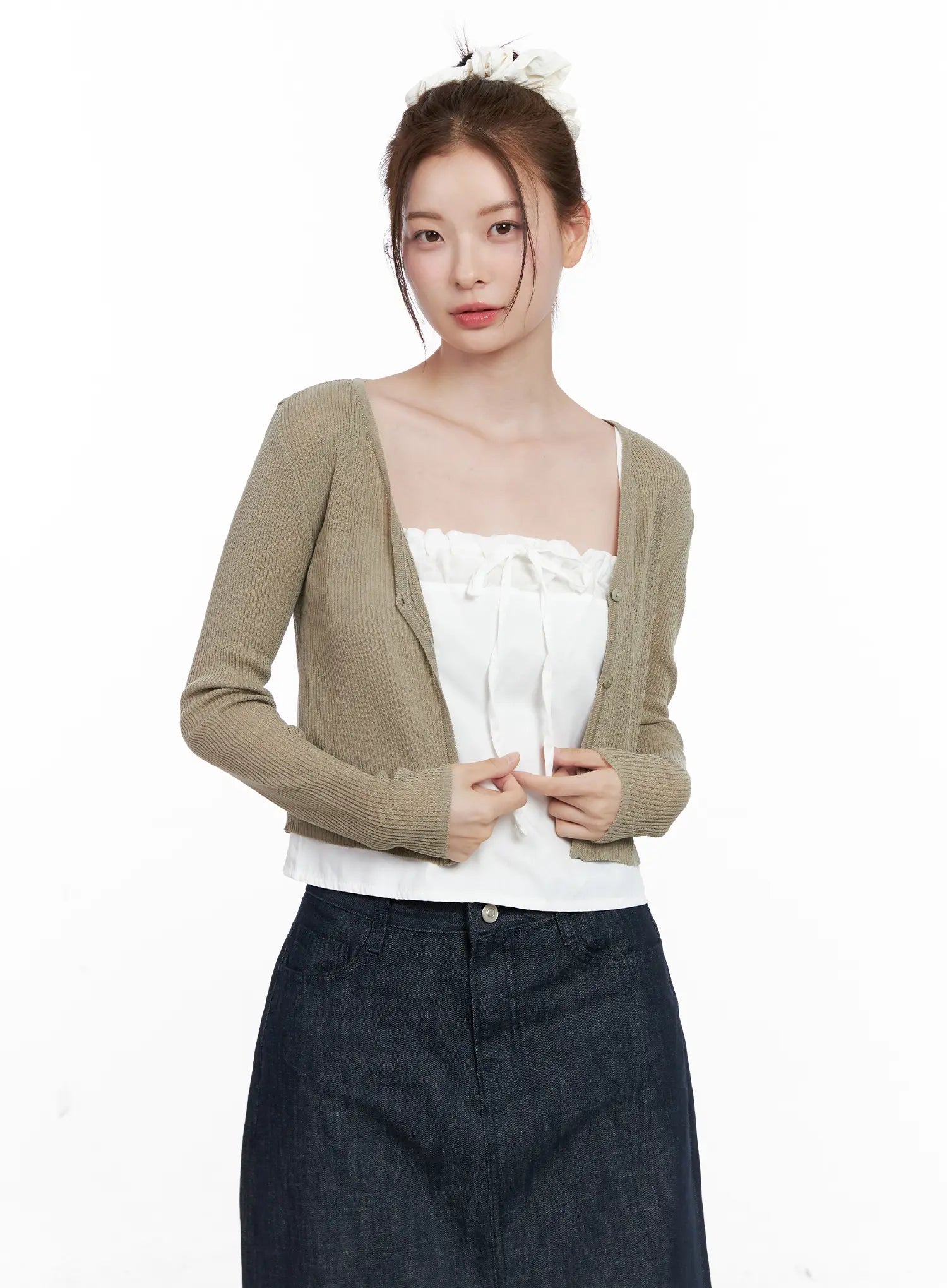 Ribbed Summer Cropped Cardigan CL523