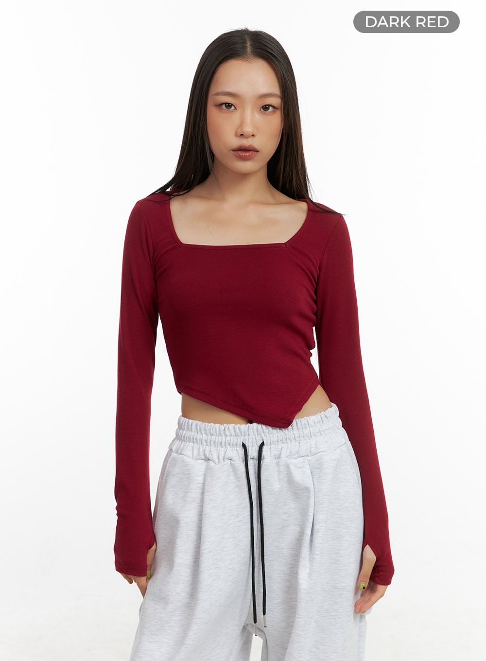 Square-Neck Unbalanced Crop Top CO424