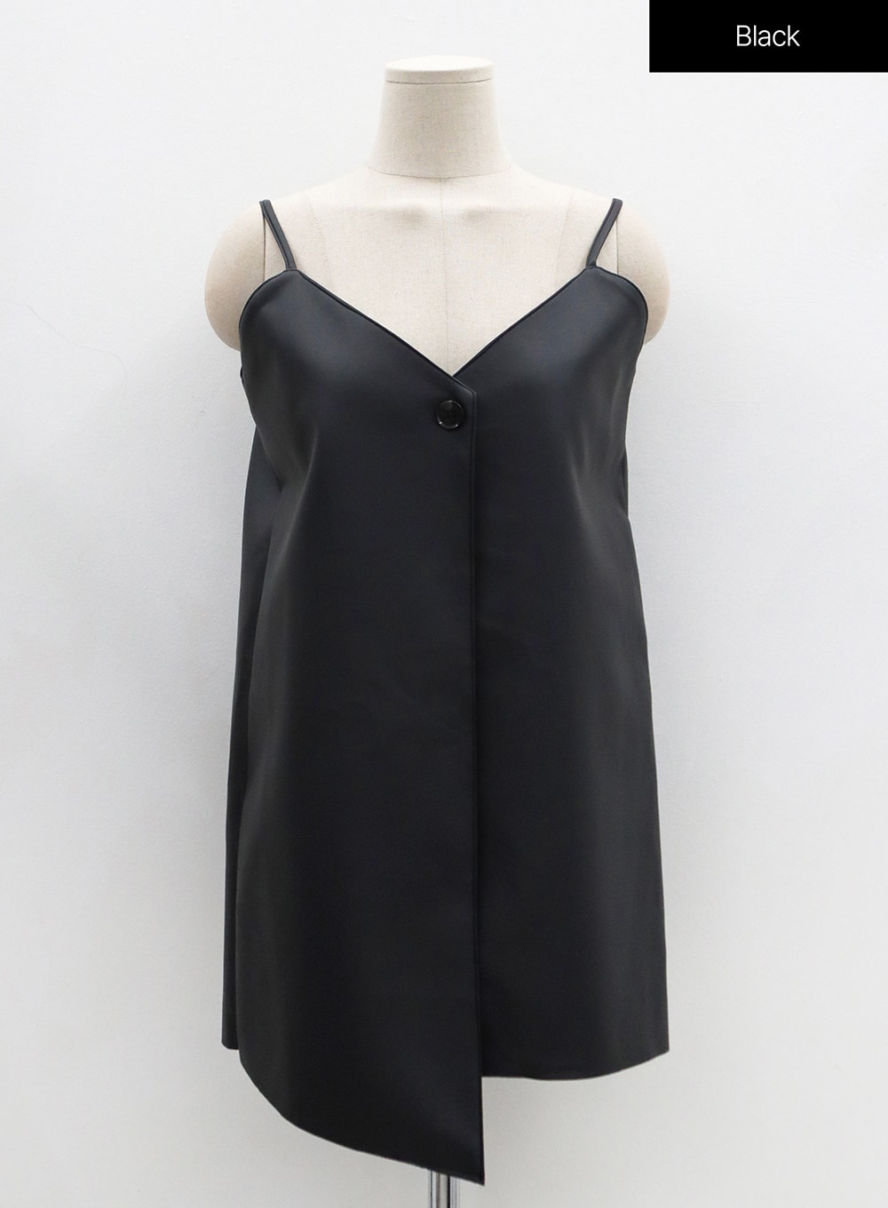 One Button Faux Leather Mini Dress OS29